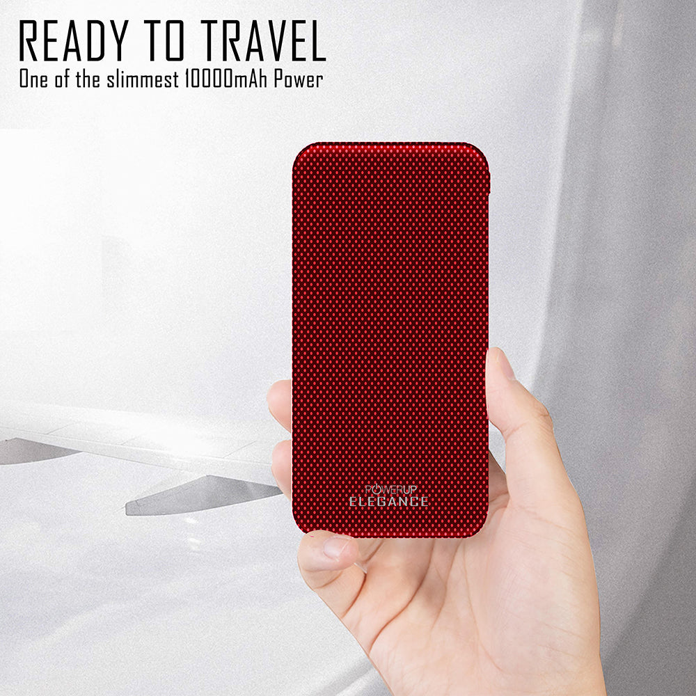 Powerup Elegance Slim 10000mah Power Bank Aluminium - Red