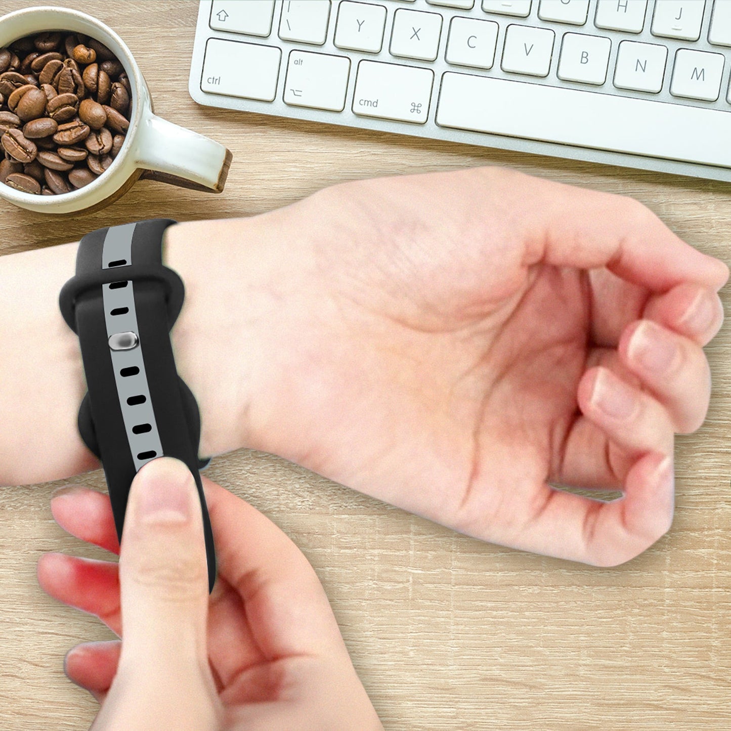 Gripp 45/49mm Tutone Watch Strap - Black/grey