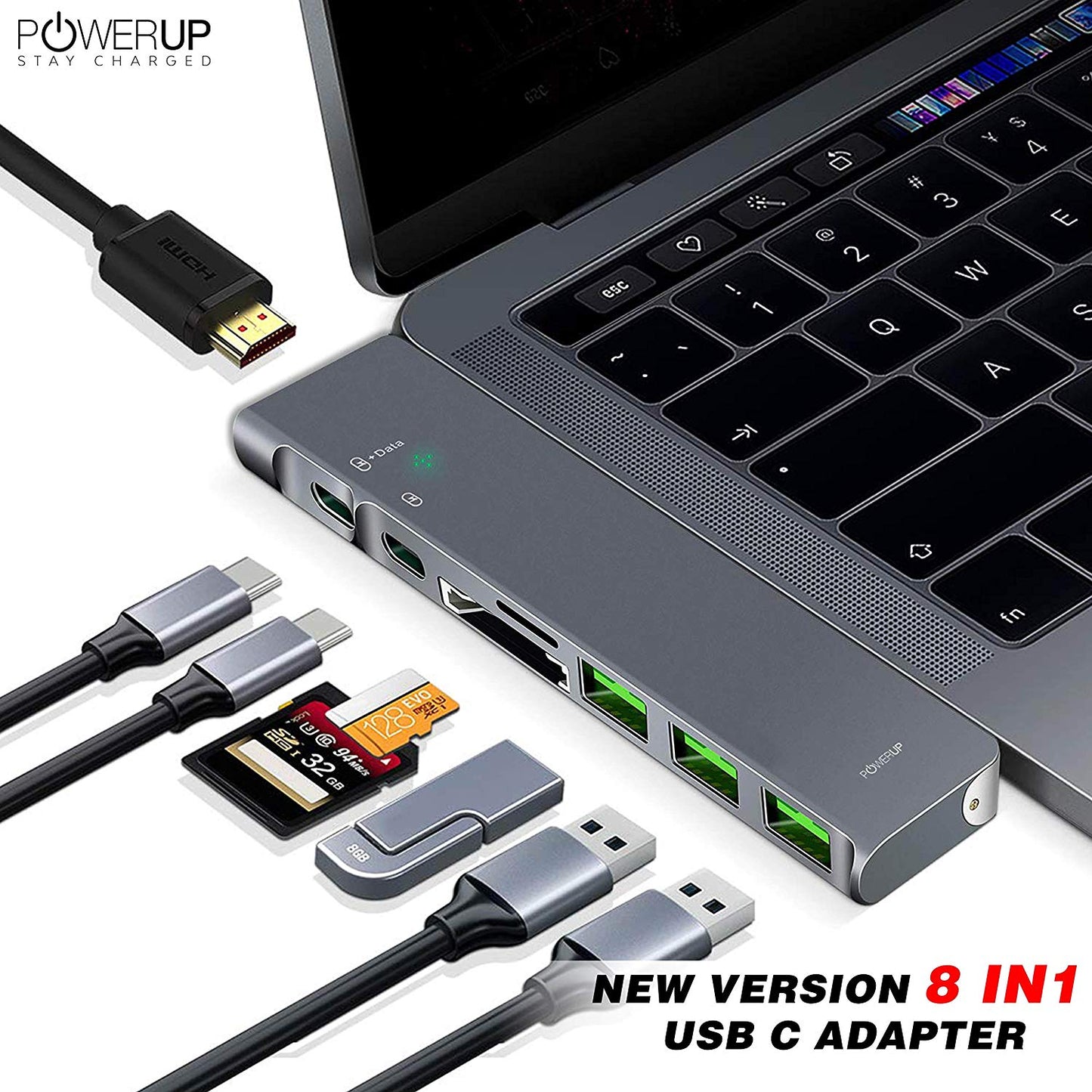 Powerup Type-c 8in1 Usb Hub Multi-functional