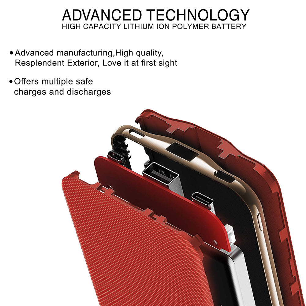 Powerup Elegance Slim 10000mah Power Bank Aluminium - Red