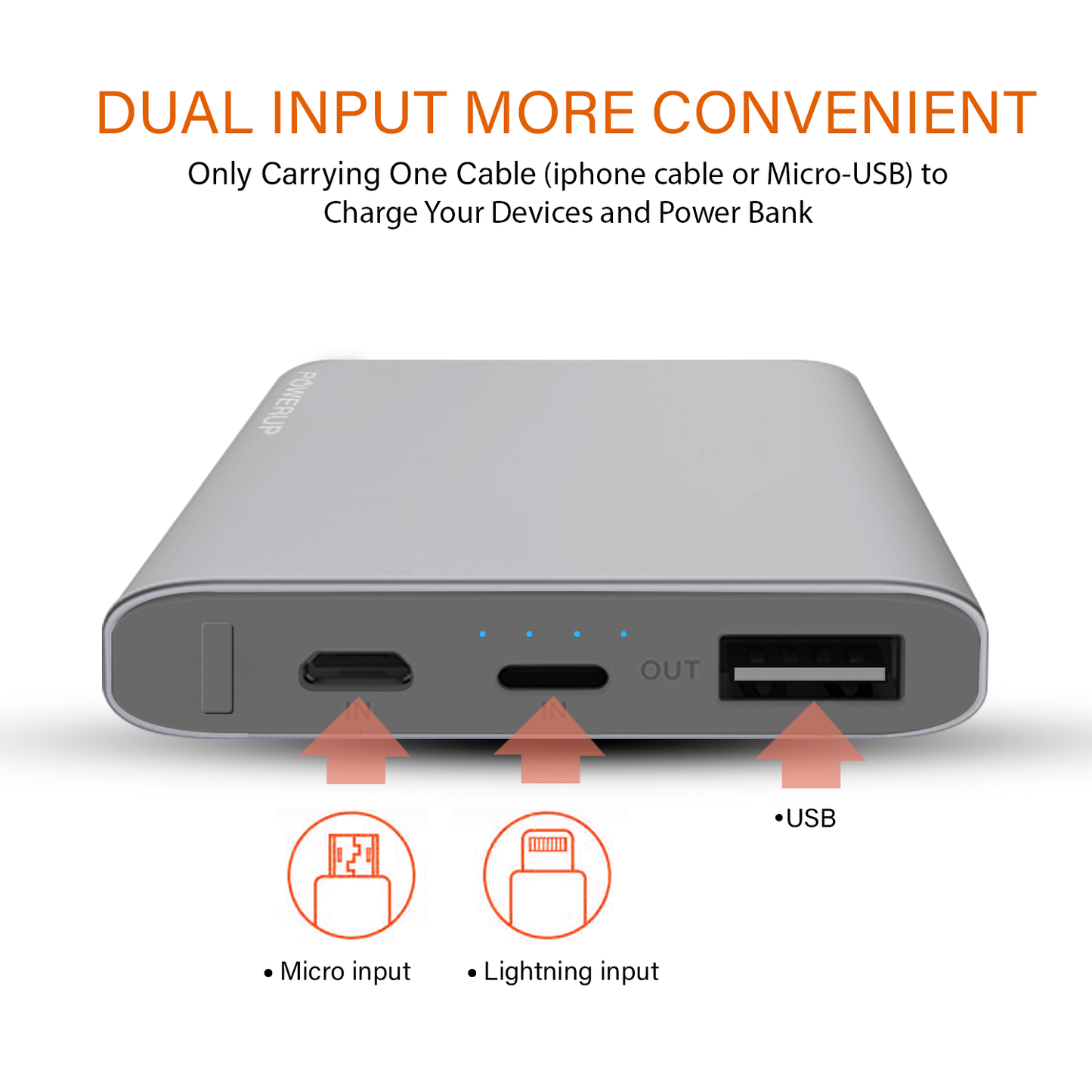 Powerup Alupac 5000mah Aluminium Power Bank 1usb - Gunmetal