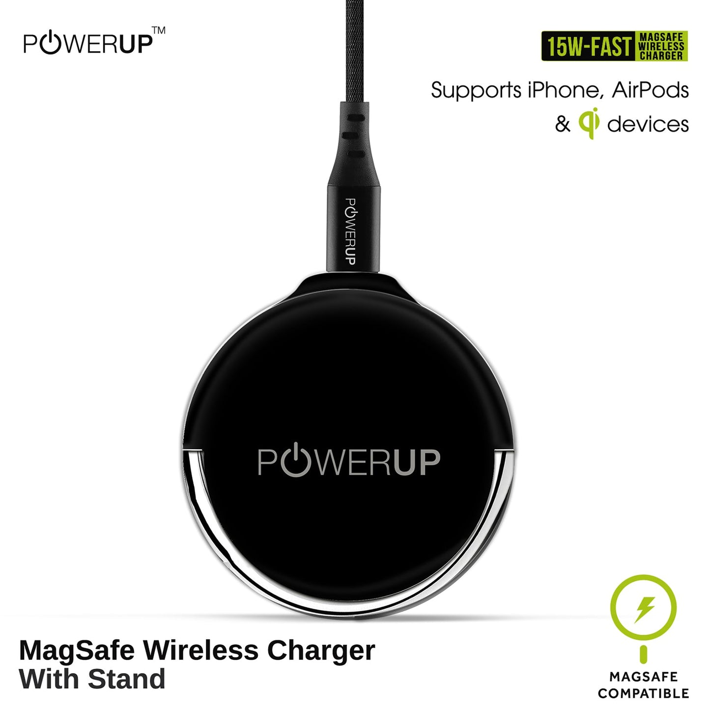 Powerup Magsafe Wireless Charger With Stand - Black