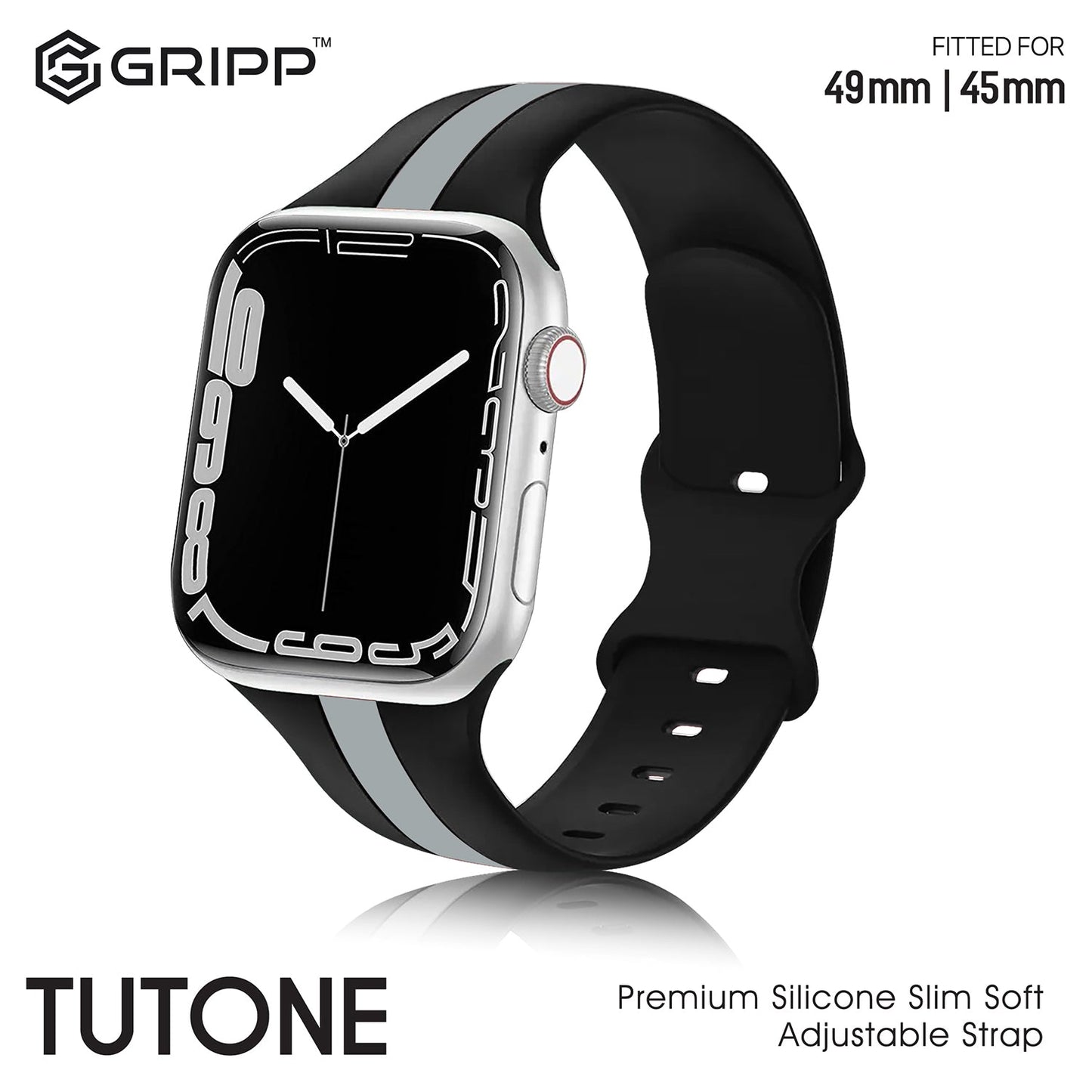 Gripp 45/49mm Tutone Watch Strap - Black/grey