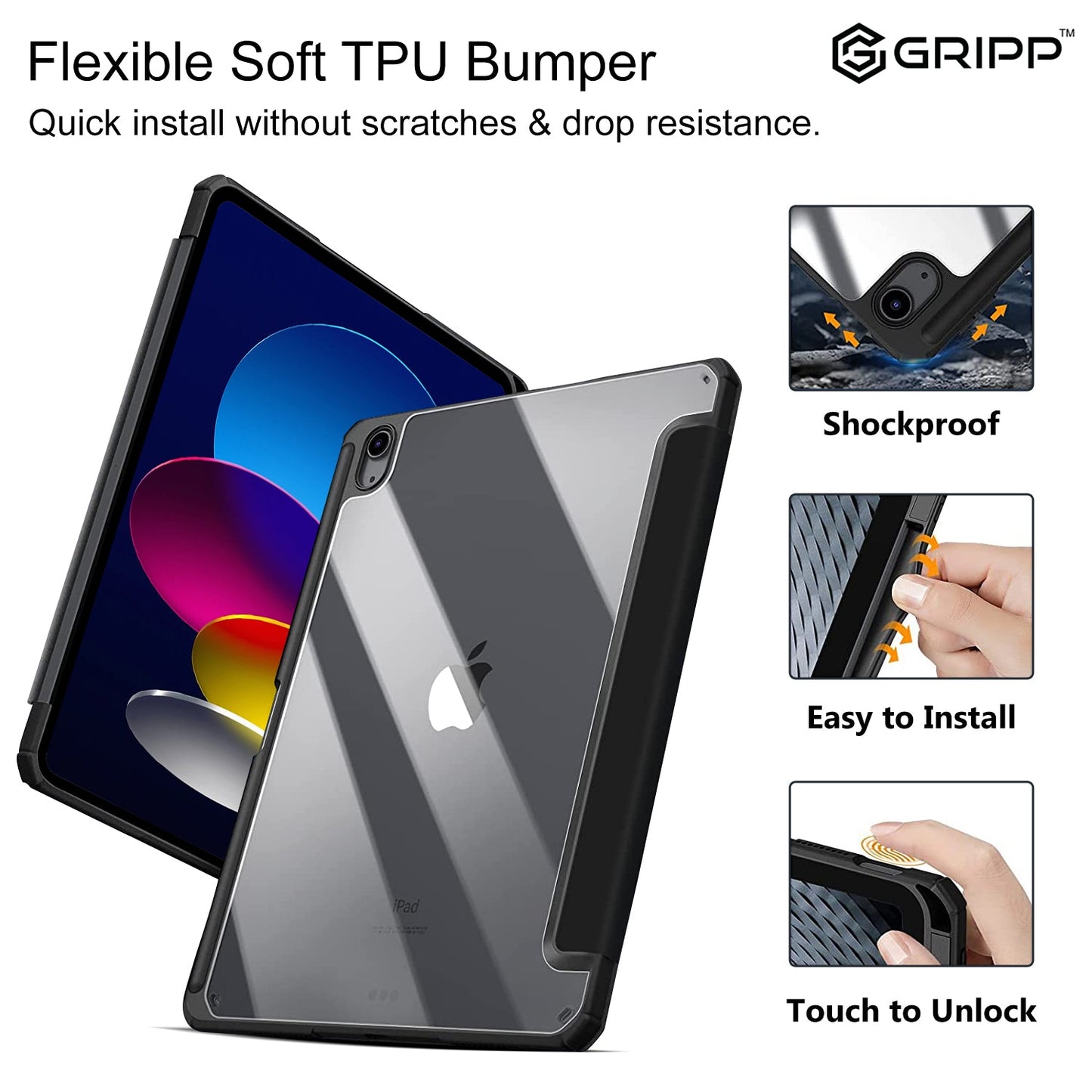 Gripp Defender Case For Apple Ipad 10.9" (10th Generation) 2022 - Black