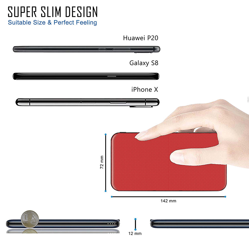 Powerup Elegance Slim 10000mah Power Bank Aluminium - Red