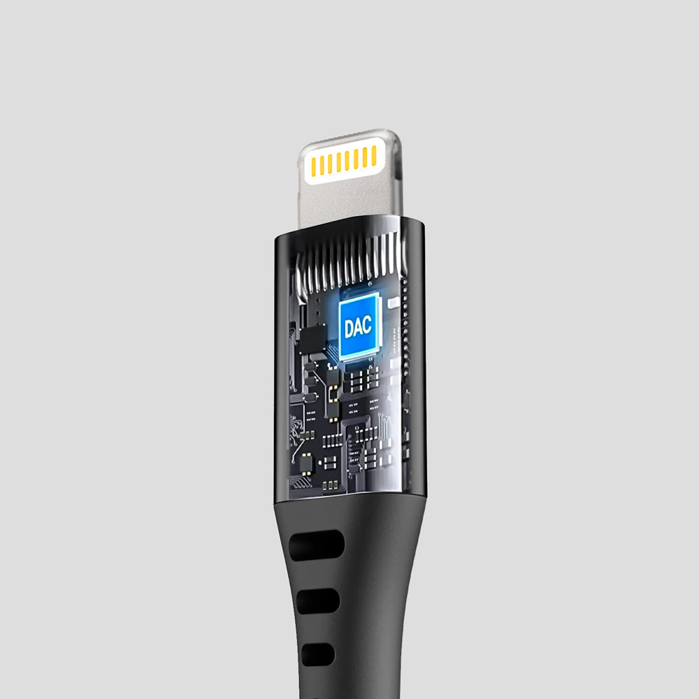 Powerup 12cm Lightning To Aux Cable - Black