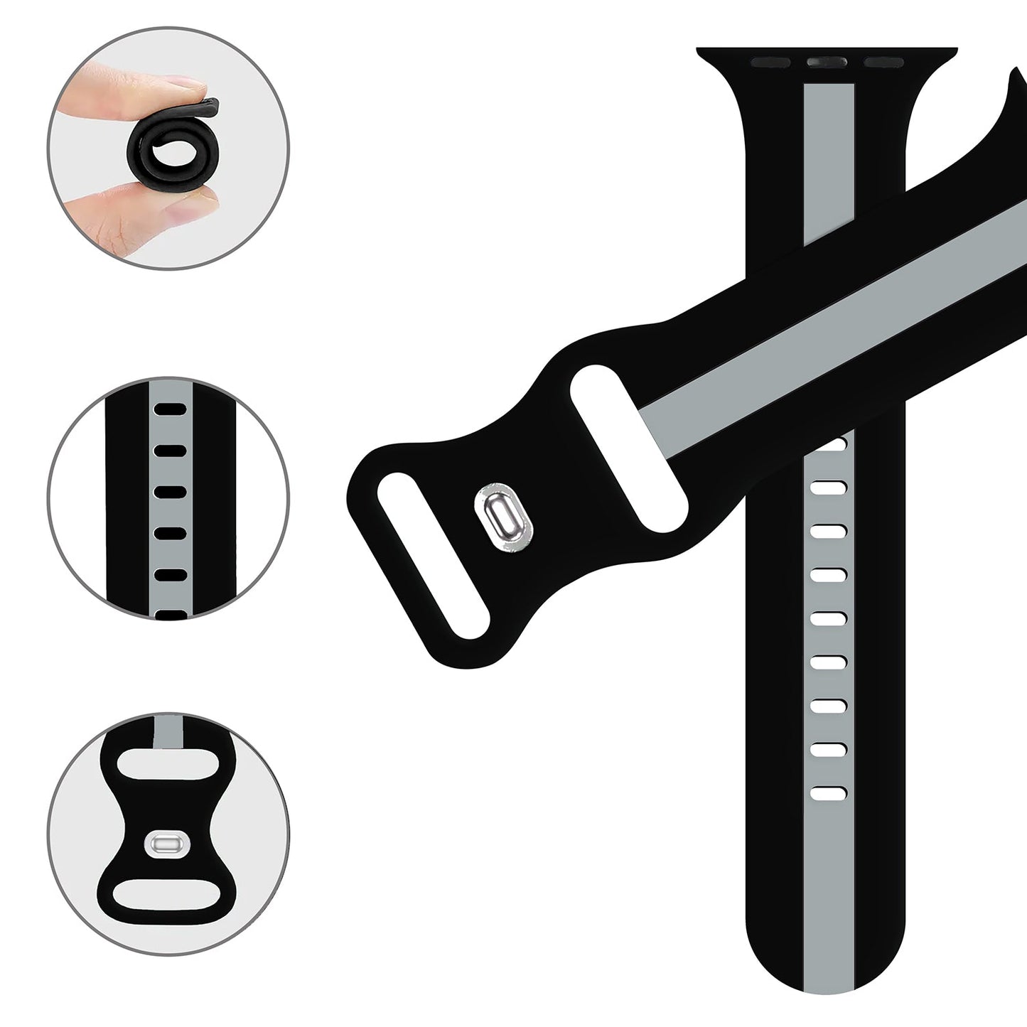 Gripp 45/49mm Tutone Watch Strap - Black/grey