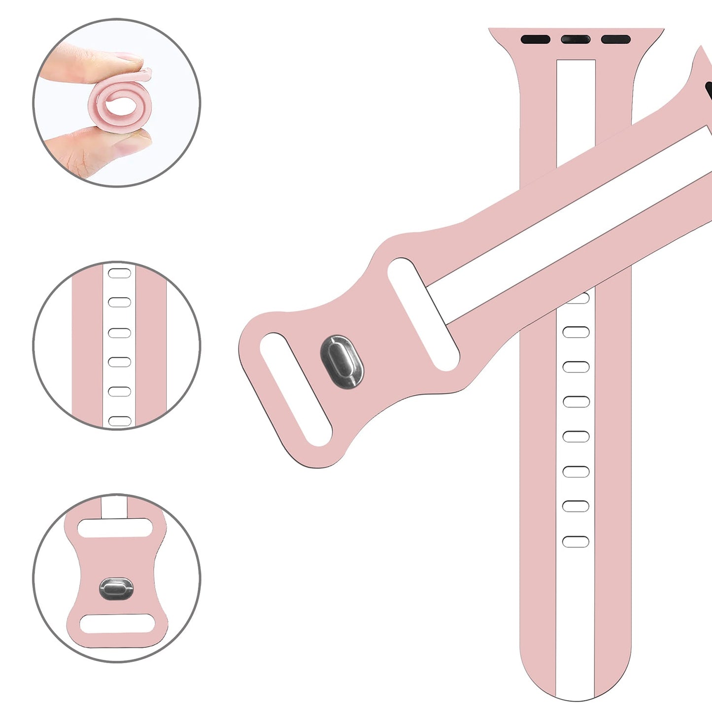 Gripp 40/41mm Tutone Watch Strap - Pink/white