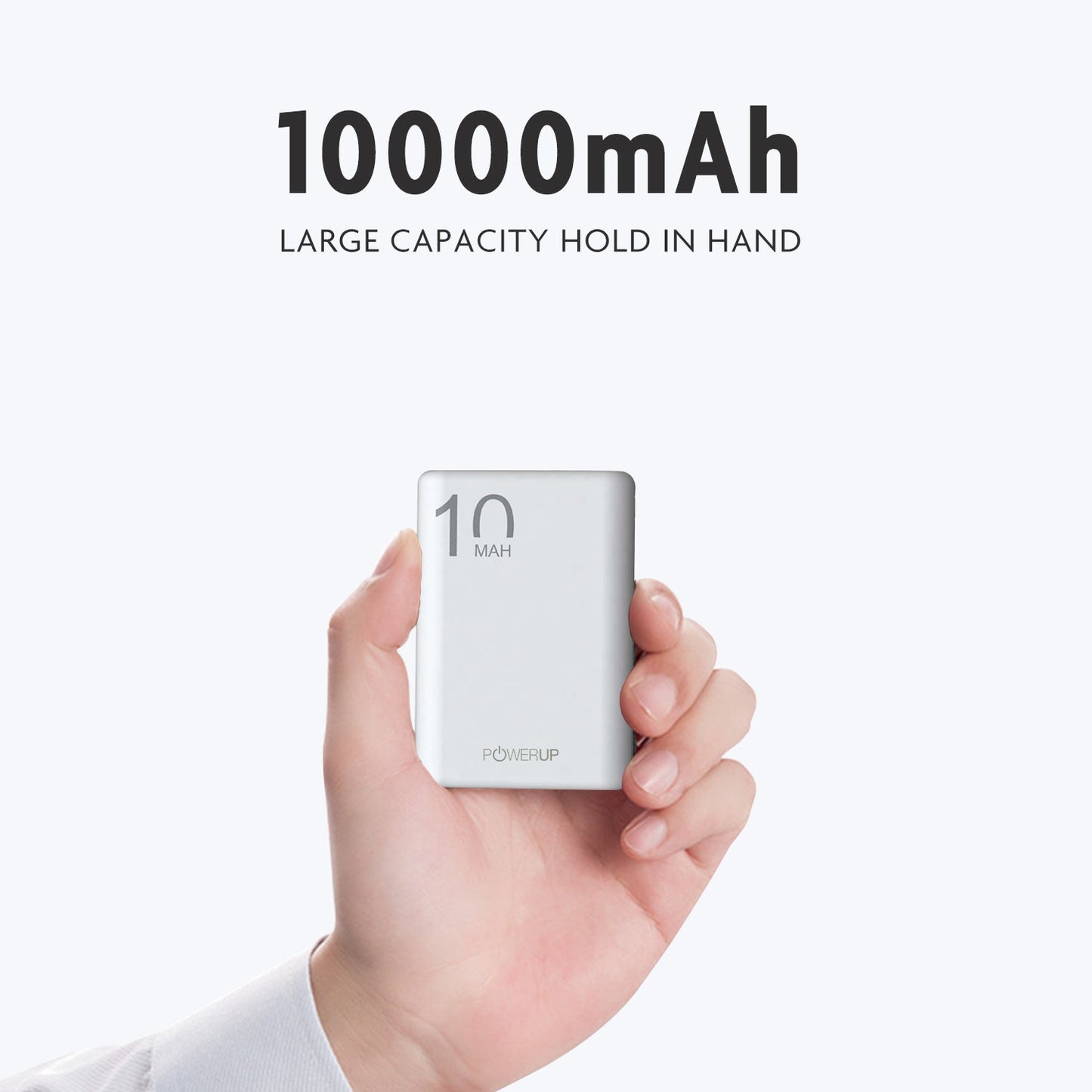 Powerup Small & Lightweight Ultra - Compact 10000mah Power Bank 2usb - White