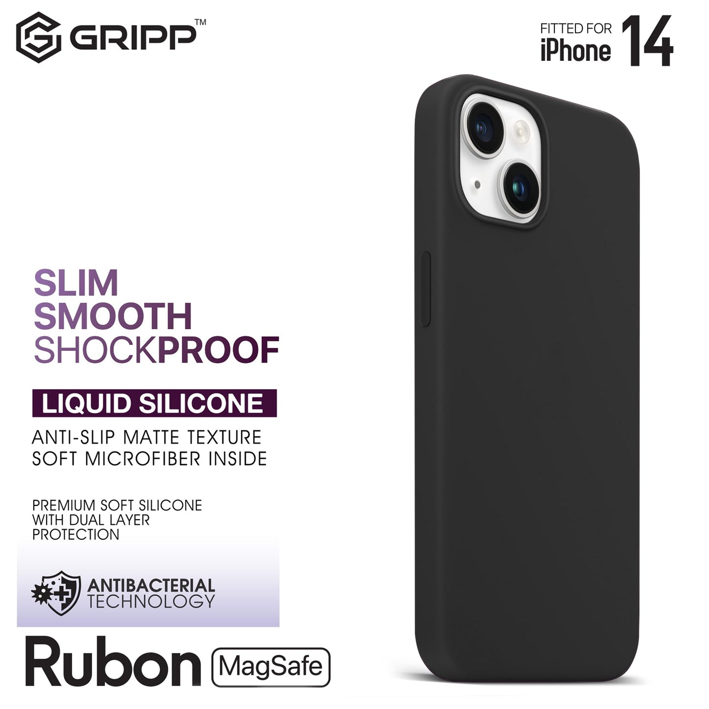 Gripp Rubon Case For Apple Iphone 14 (6.1") With Magsafe - Black