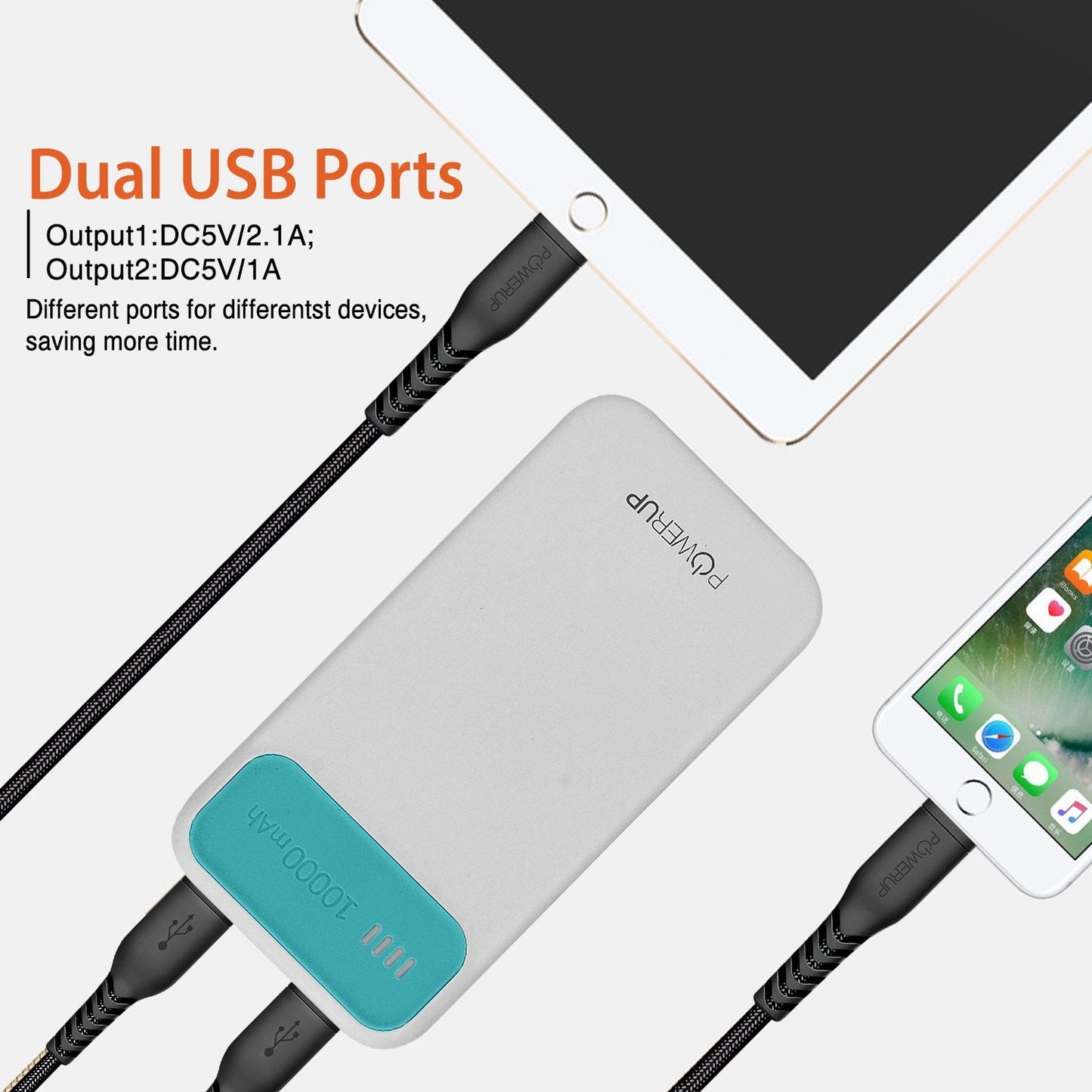Powerup 10000mah Power Bank Enerpac10000 Duo-usb - Green