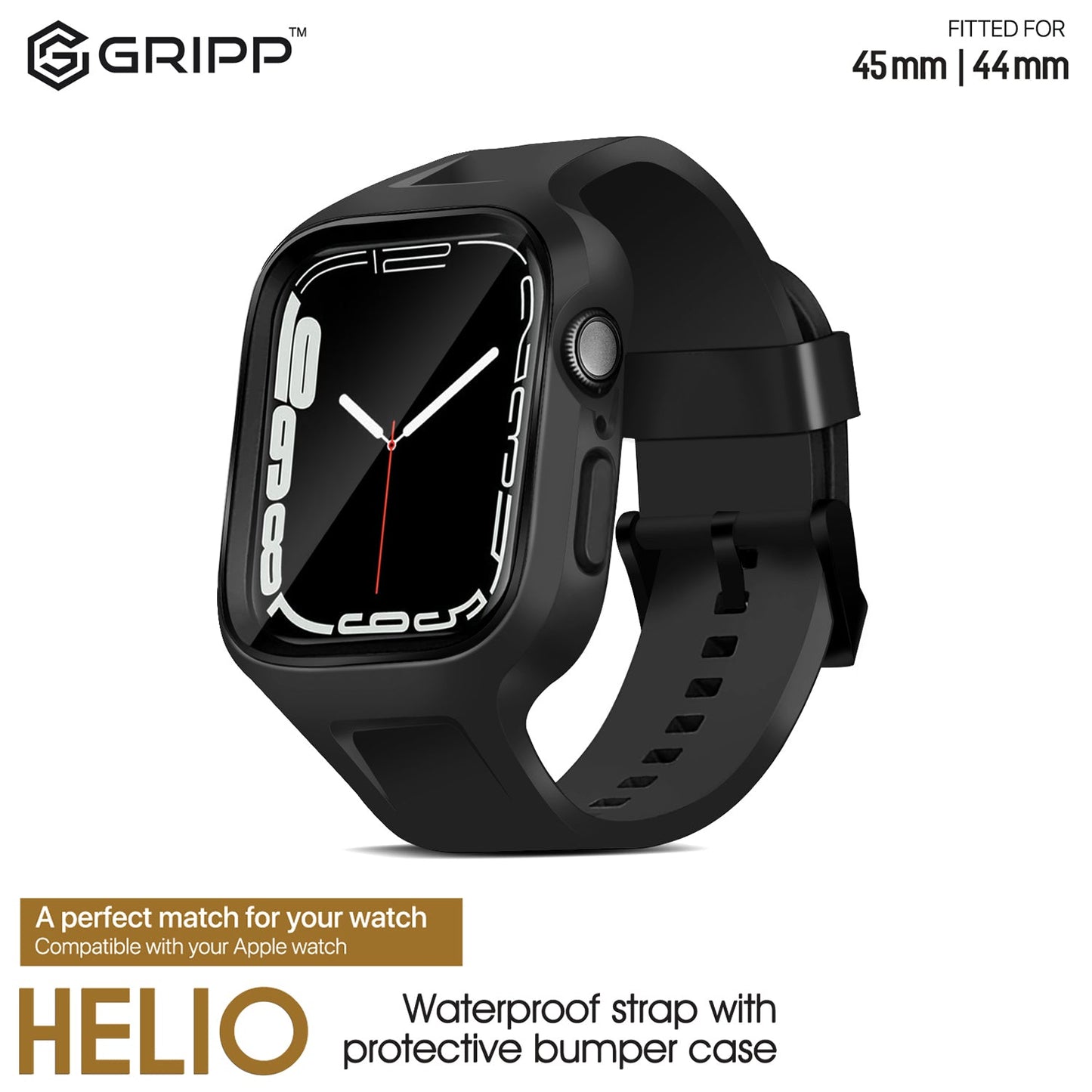 Gripp 44/45mm Helio Watch Strap - Black