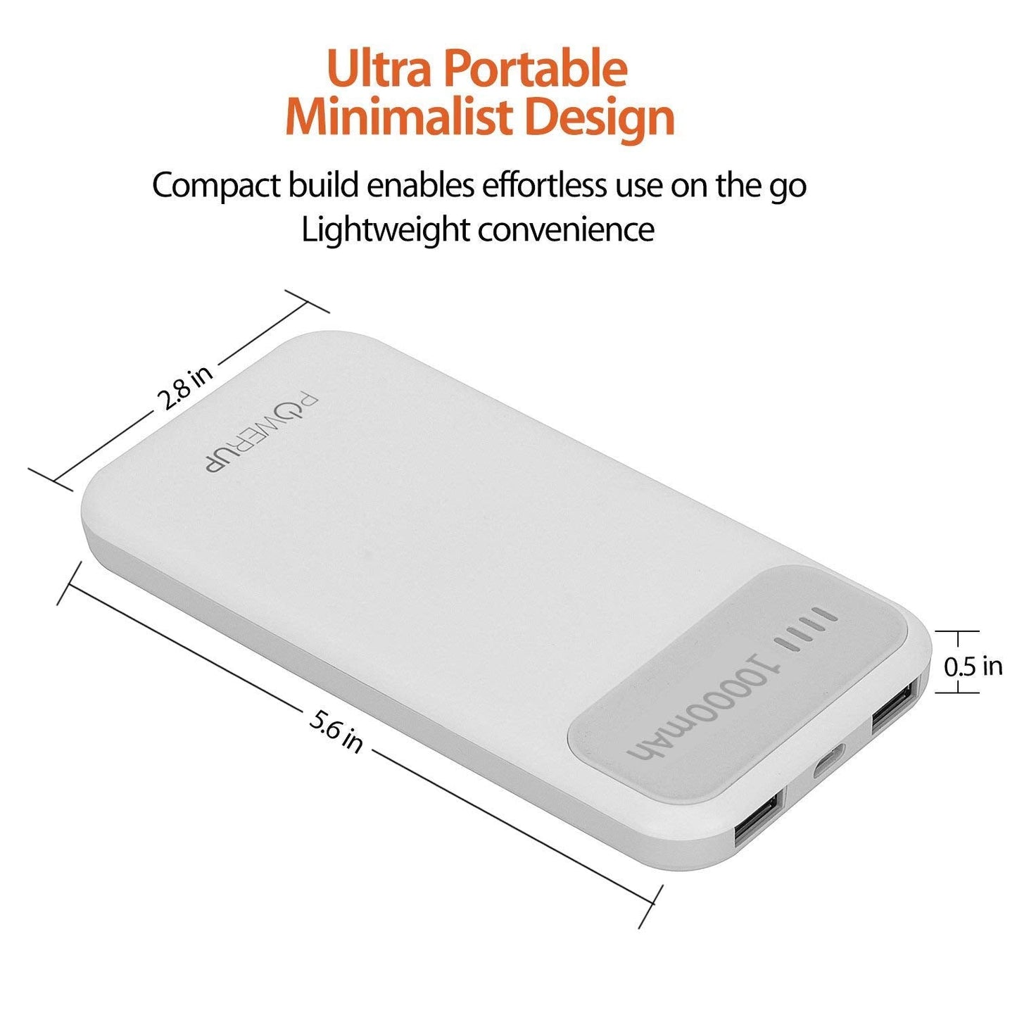 Powerup 10000mah Power Bank Enerpac10000 Duo-usb - Grey