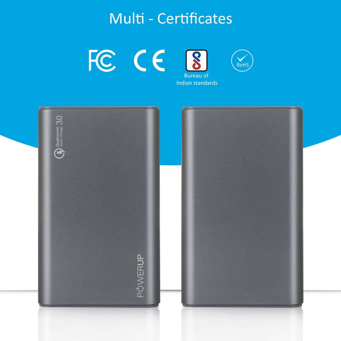 Powerup Alupac 10050mah Aluminium Power Bank Qualcomm 3.0 2usb - Gunmetal
