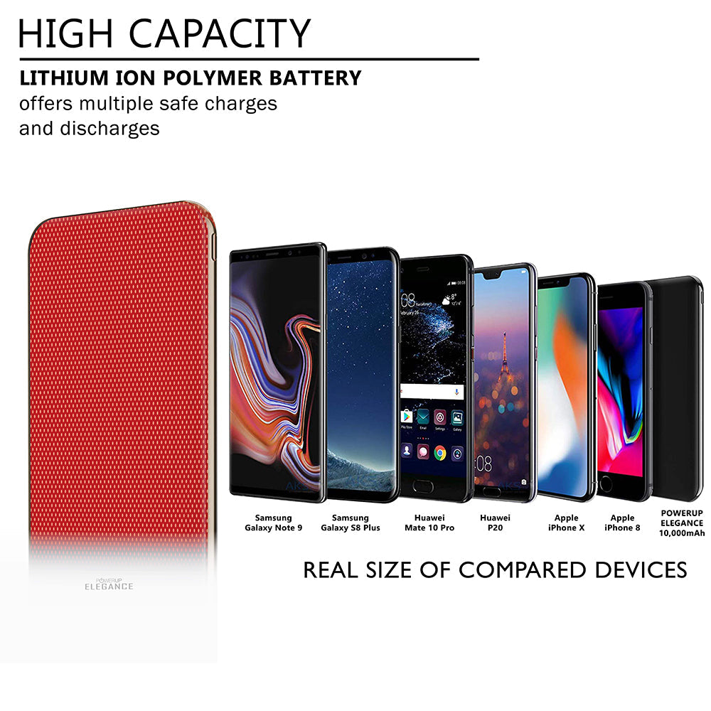 Powerup Elegance Slim 10000mah Power Bank Aluminium - Red
