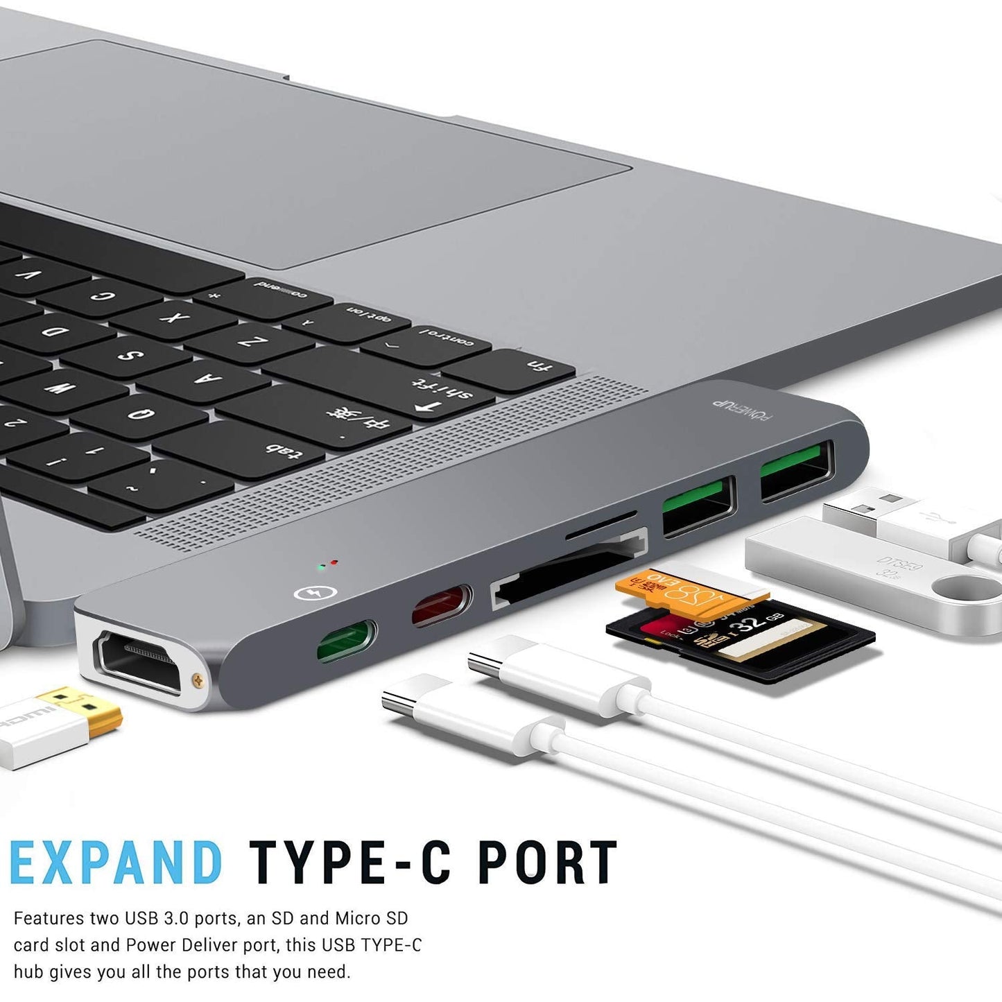 Powerup 7in1 Multi-functional Type-c Usb Hub - Gunmetal