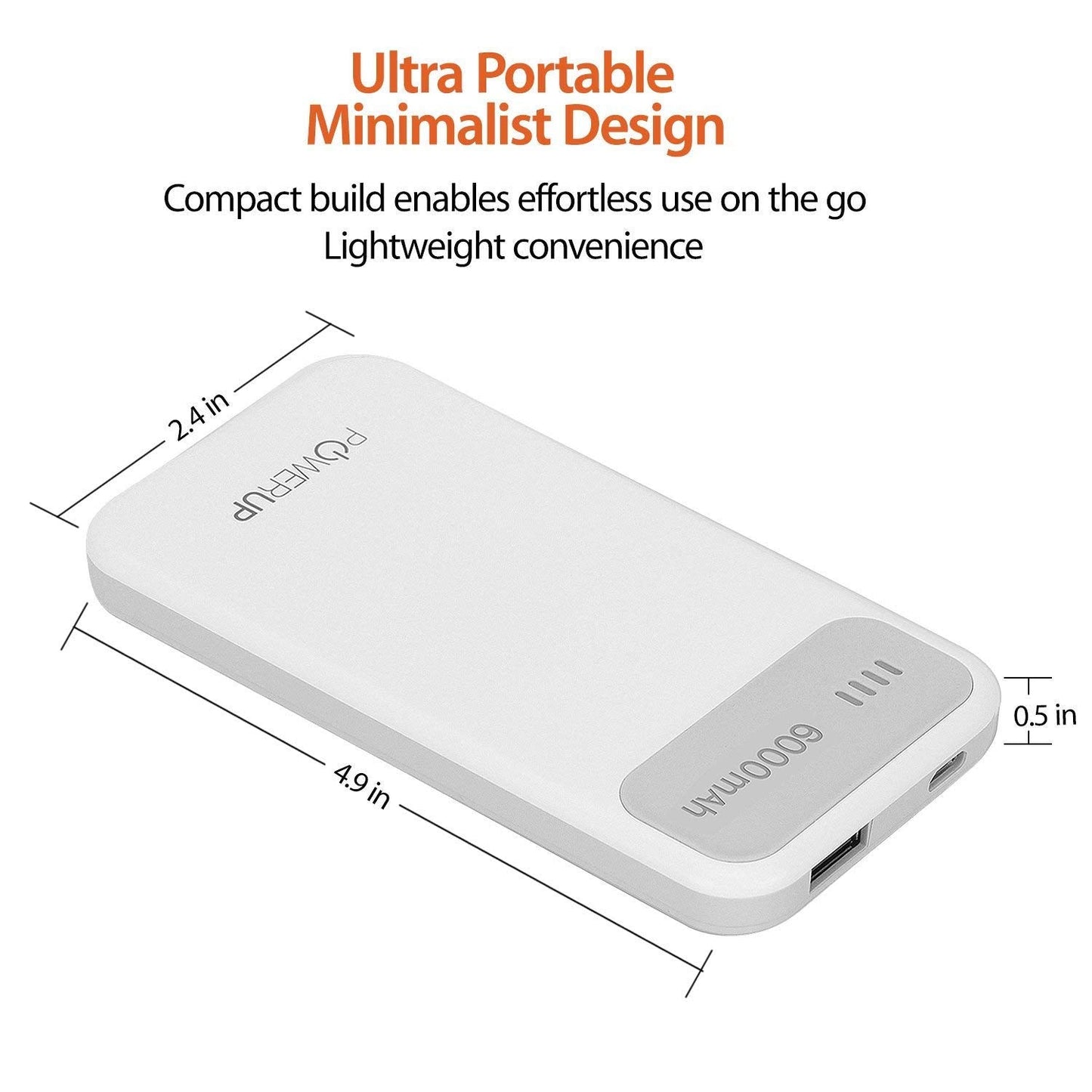 Powerup 6000mah Power Bank Enerpac6000 Duo-usb - Grey