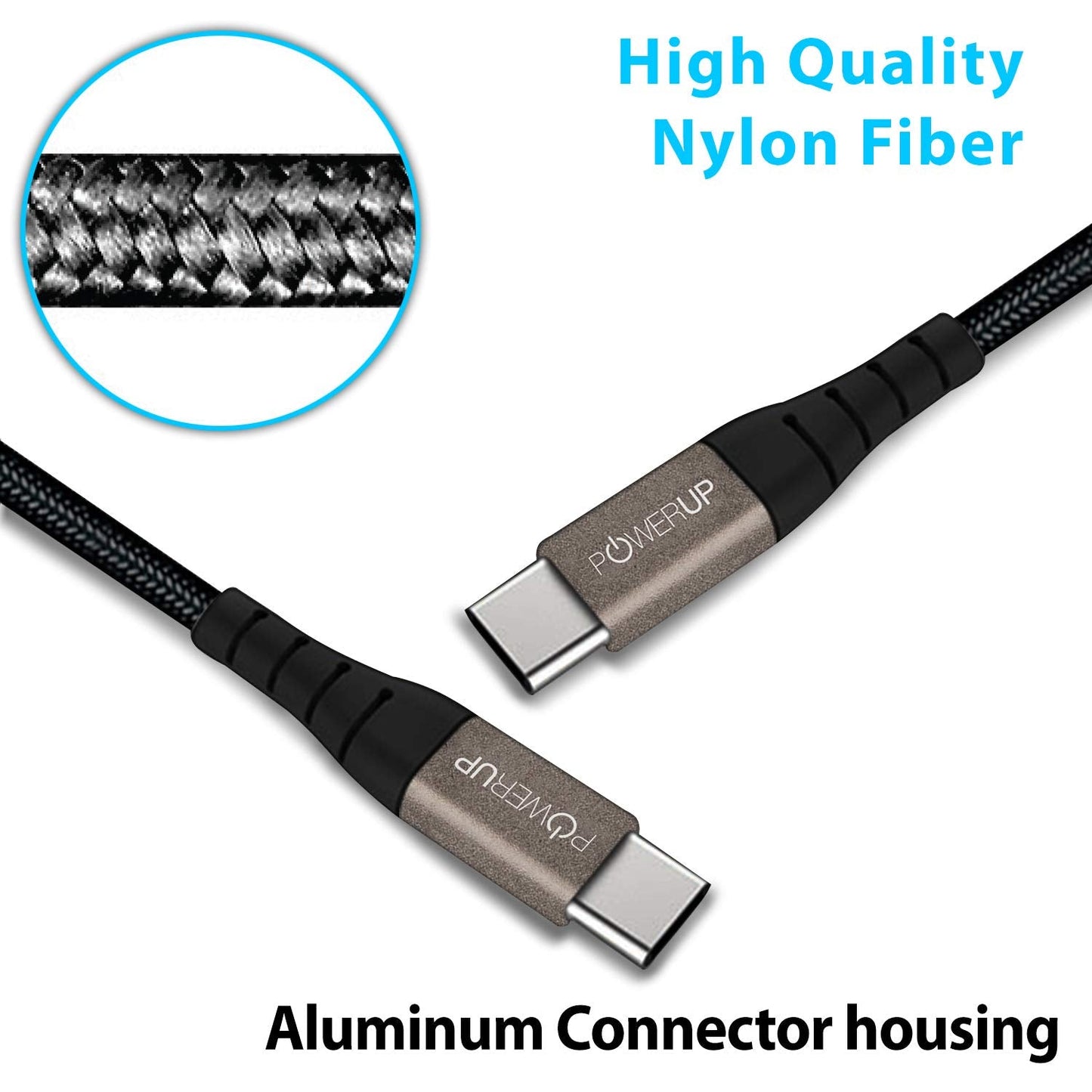 Powerup Usb-c To Usb-c Charging & Sync Cable With 1 Years Warranty - Black