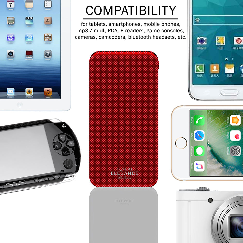 Powerup Elegance Slim 10000mah Power Bank Aluminium - Red
