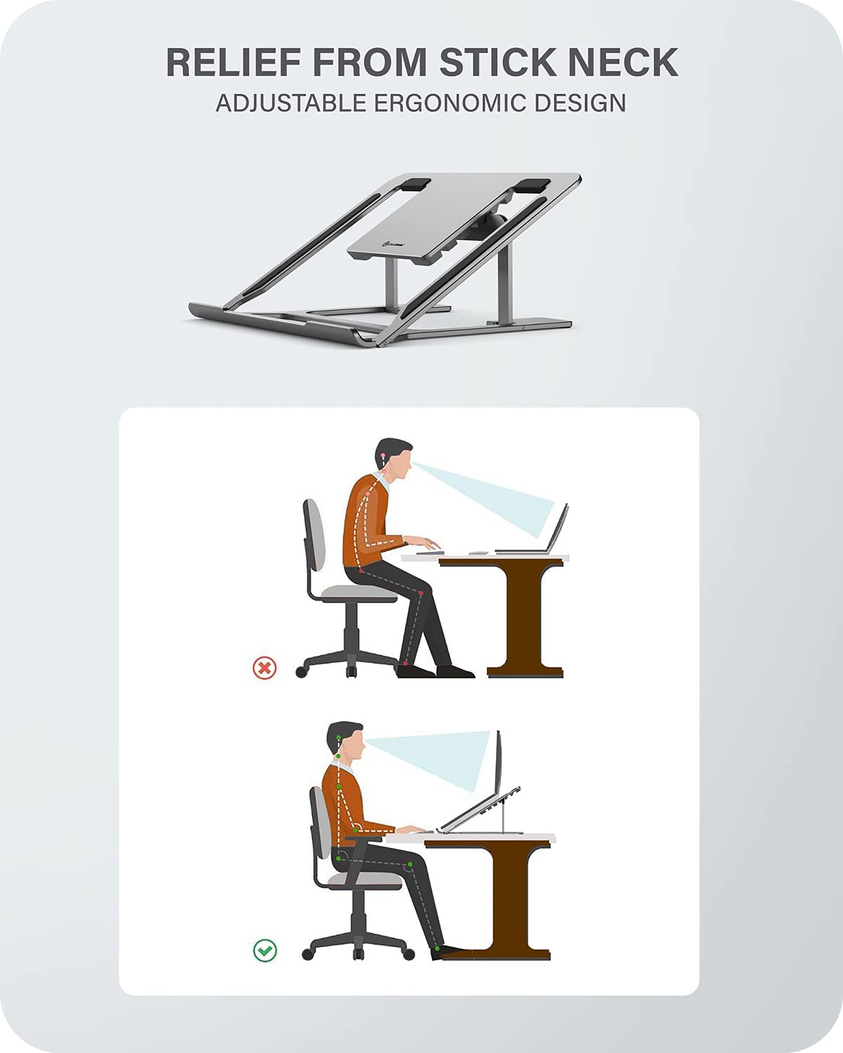Alogic Metro Adjustable & Portable Laptop Riser, Constructed With High-quality Aluminium Alloy & Silicon Grip, Six Adjustable Angles, Fits The Latest Macbook, Surface, Chromebook And More