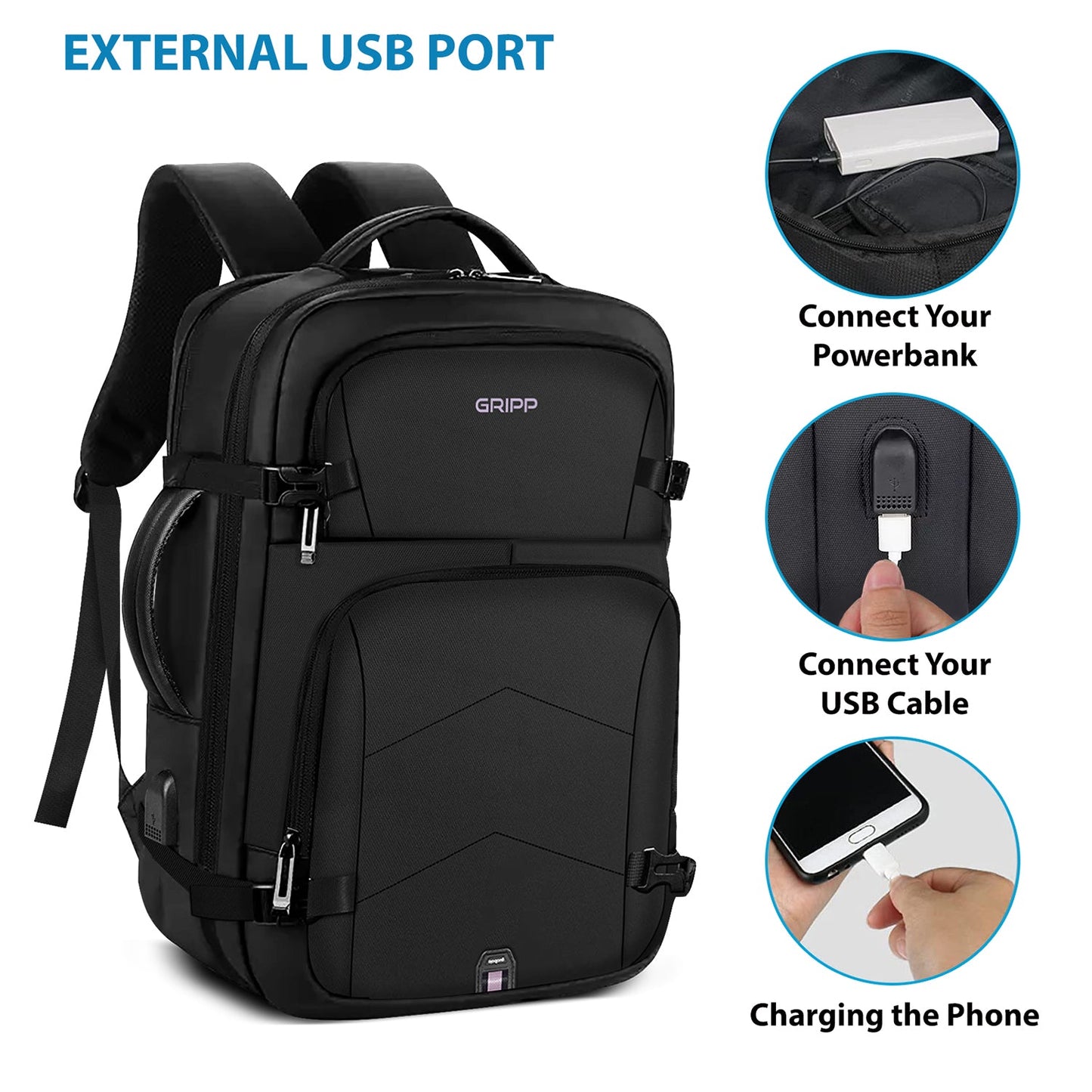 Gripp Drift Backpack Upto 15.6" For Laptop/macbook - Black