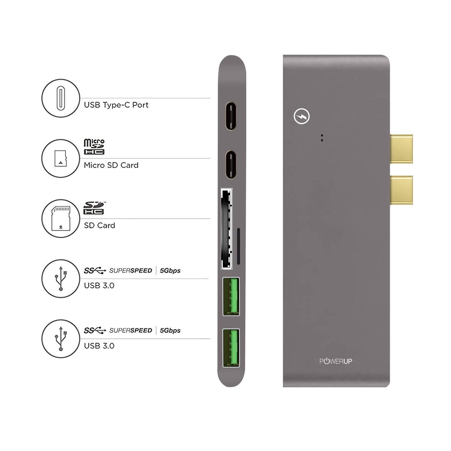 Powerup 7in1 Multi-functional Type-c Usb Hub - Gunmetal