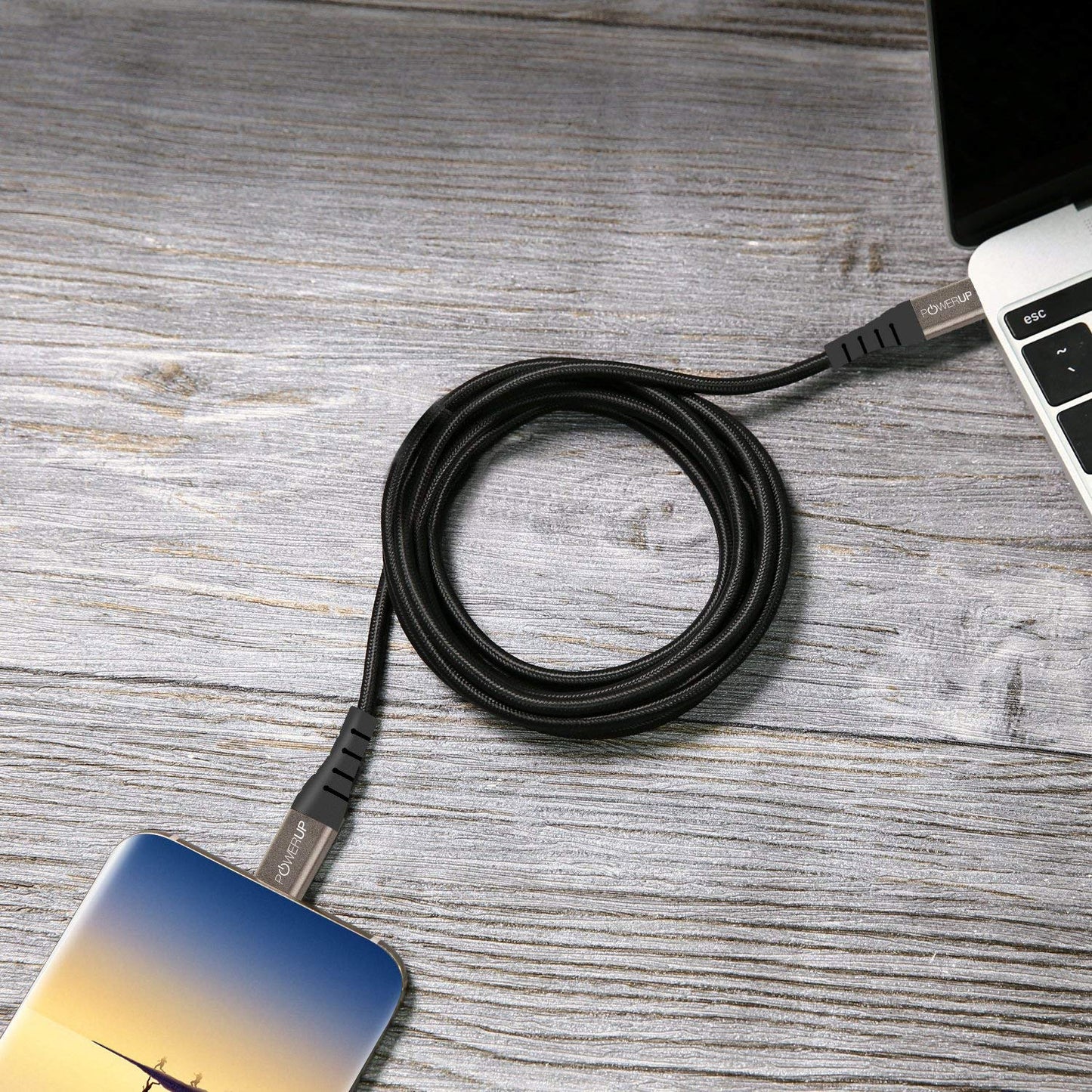 Powerup Usb-c To Usb-c Charging & Sync Cable With 1 Years Warranty - Black