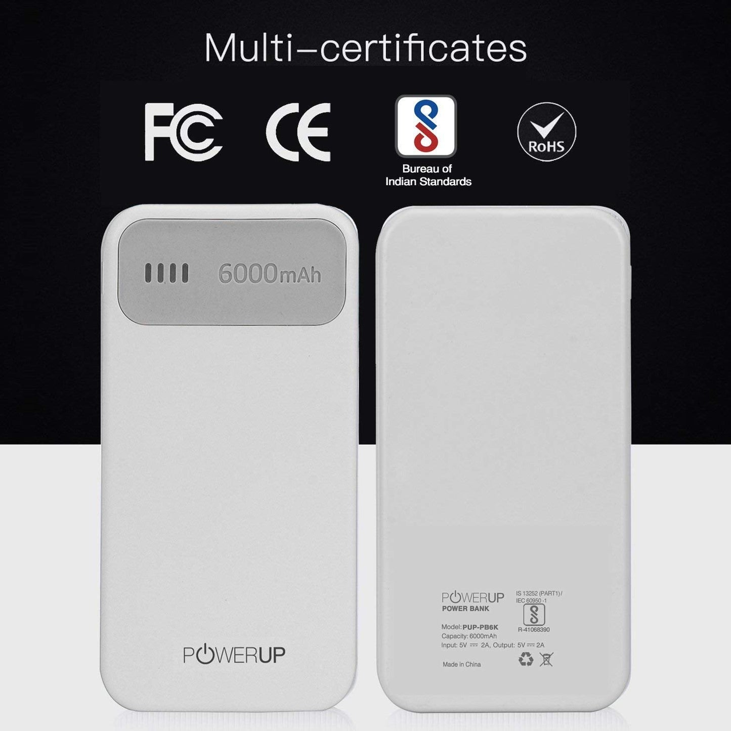 Powerup 6000mah Power Bank Enerpac6000 Duo-usb - Grey