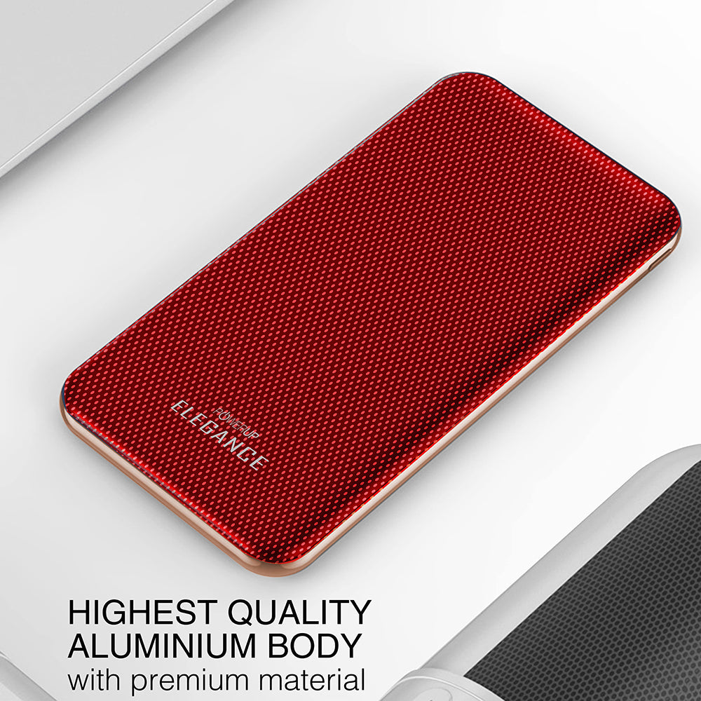 Powerup Elegance Slim 10000mah Power Bank Aluminium - Red