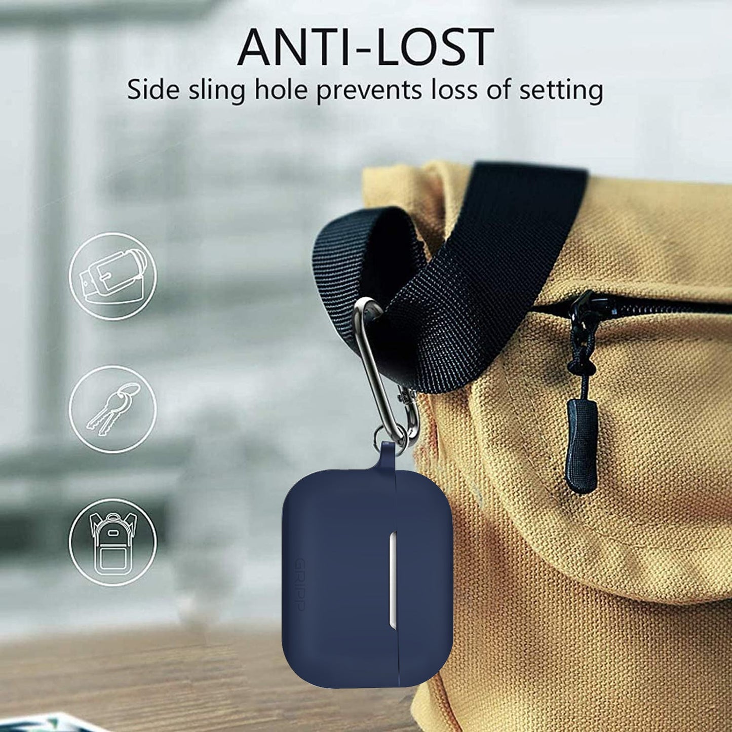 Gripp Rubon Airpods Pro 2 Case + Strap + Keyring Hook - Indigo