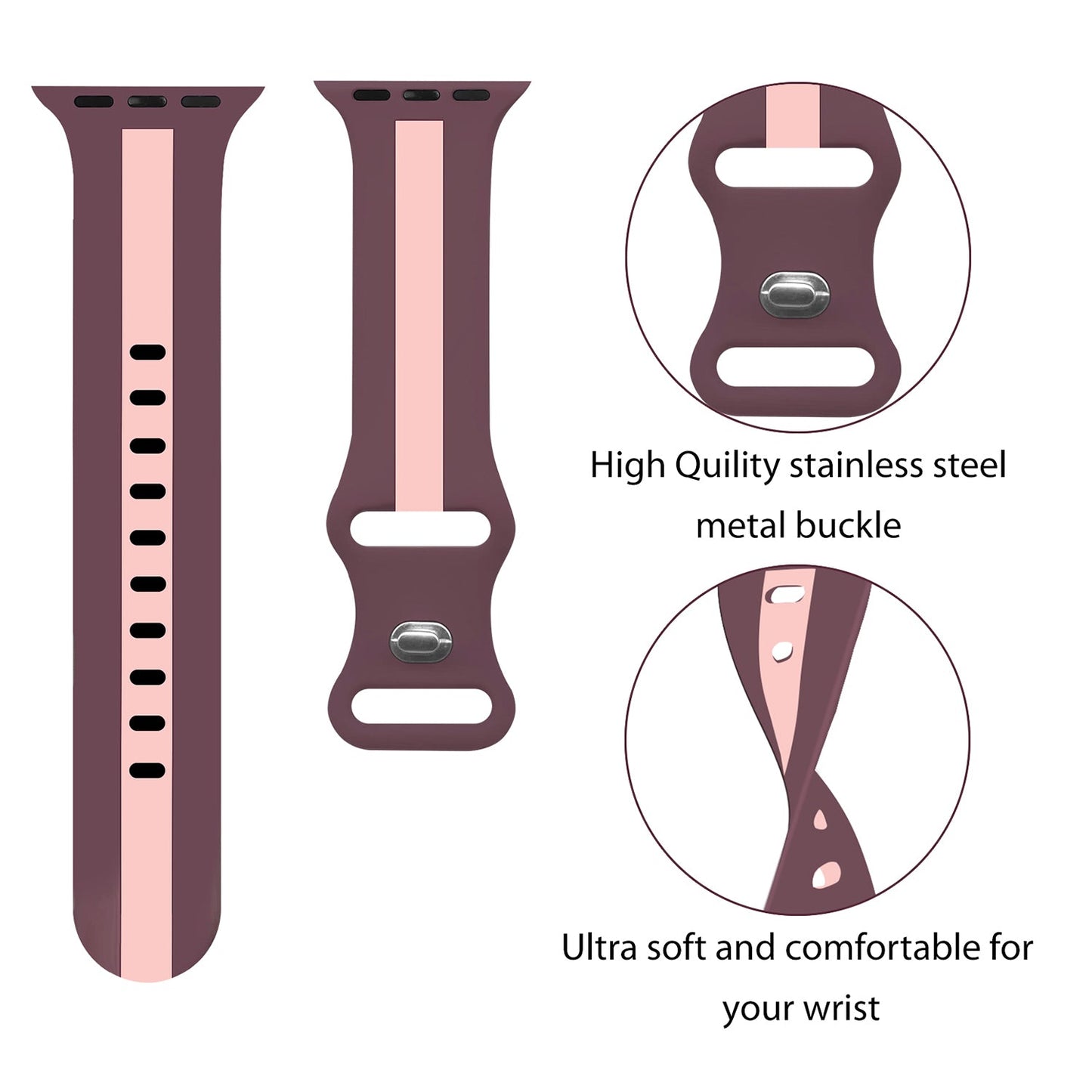 Gripp 40/41mm Tutone Watch Strap - Mavau Pink
