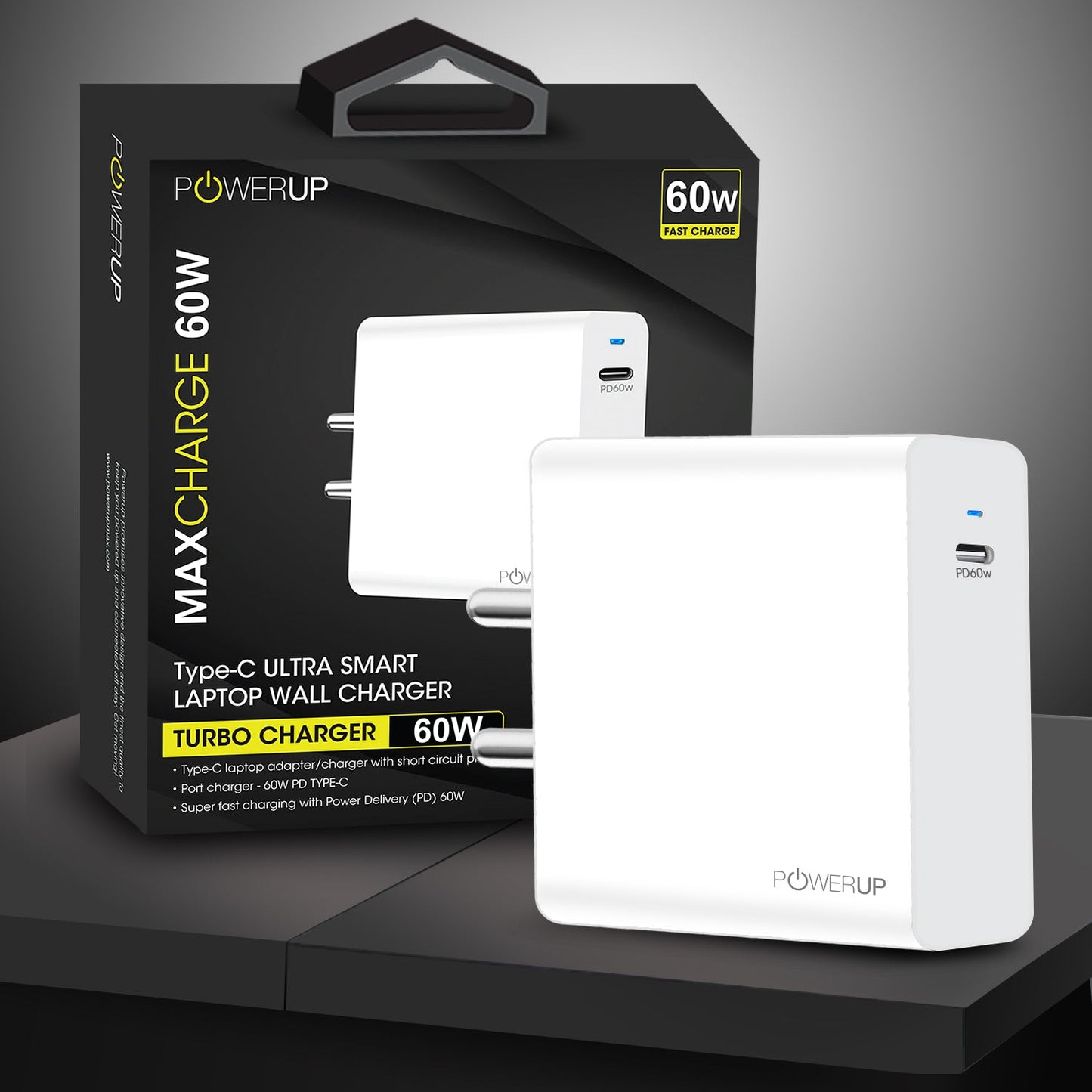 Powerup Turbo Charge 60w Type-c Wall Charger - White