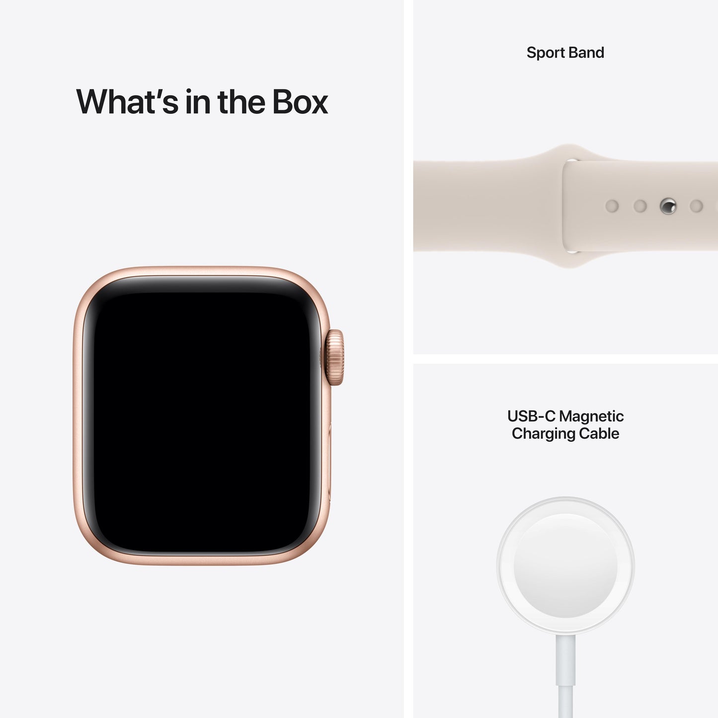 Apple Watch SE GPS, 40mm Gold Aluminium Case with Starlight Sport Band - Regular