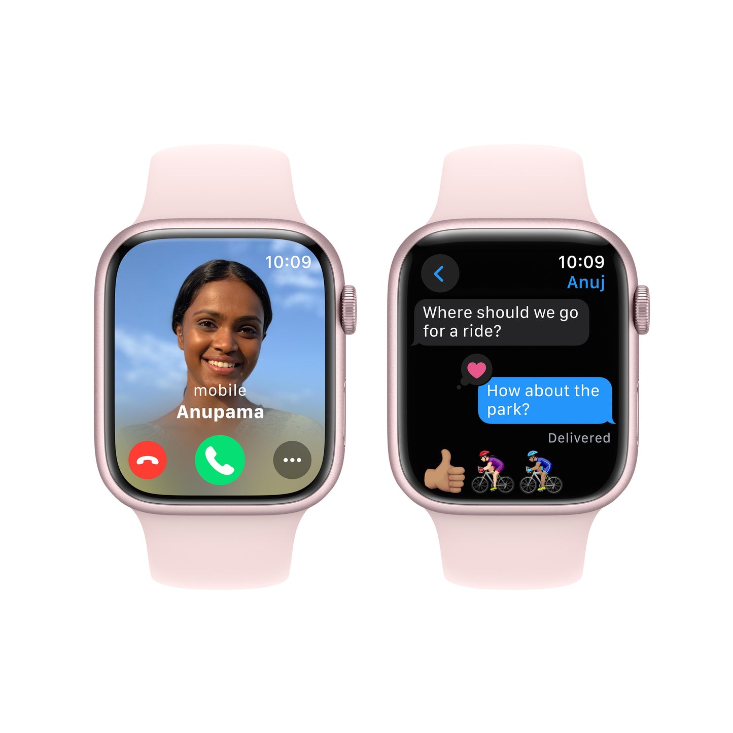 Apple Watch Series 9 GPS 45mm Pink Aluminium Case with Light Pink Sport Band - S/M