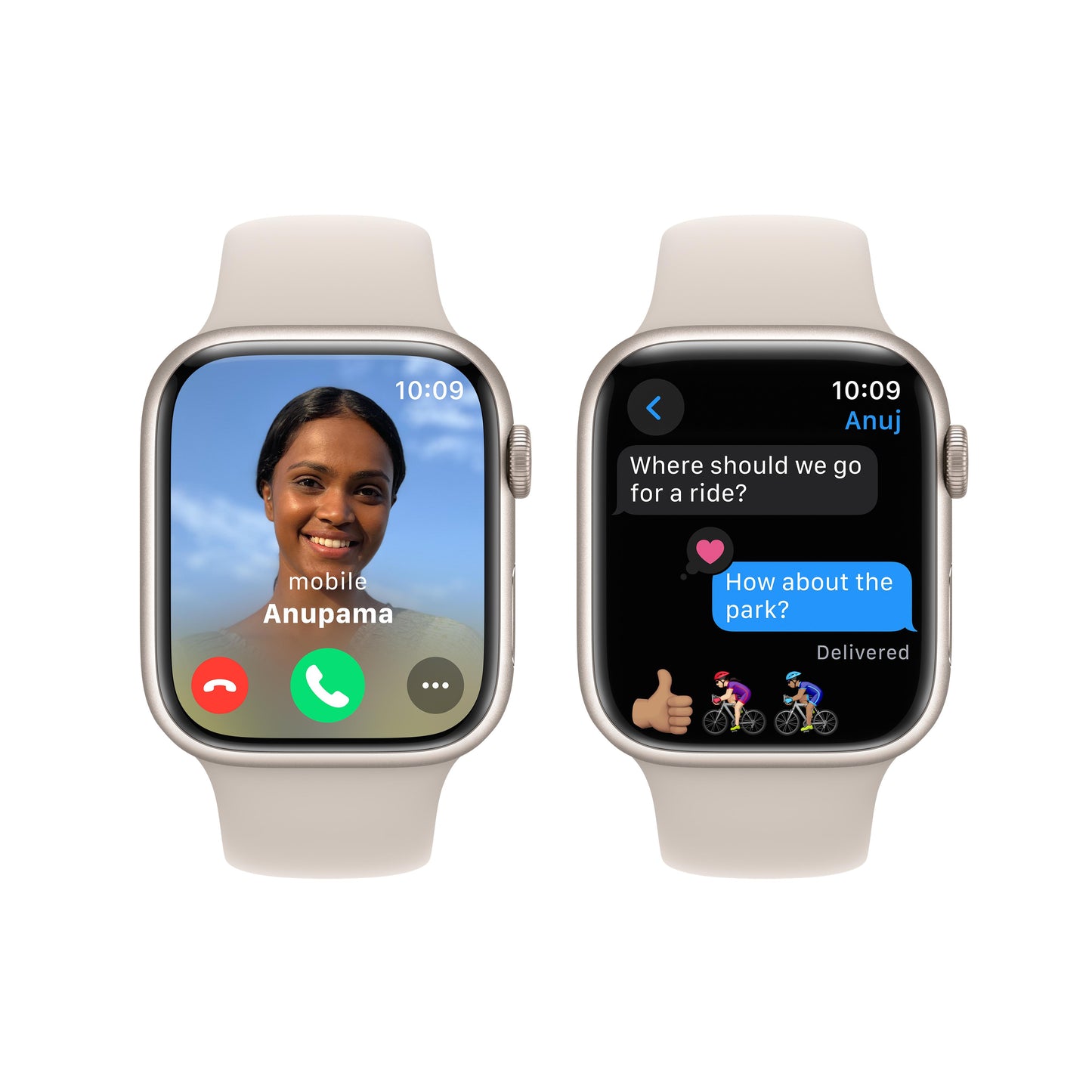 Apple Watch Series 9 GPS 45mm Starlight Aluminium Case with Starlight Sport Band - S/M