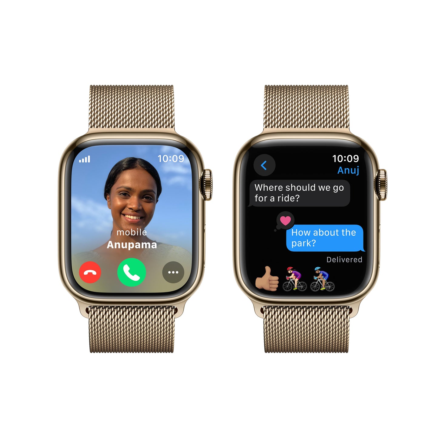 Apple Watch Series 9 GPS + Cellular 41mm Gold Stainless Steel Case with Gold Milanese Loop