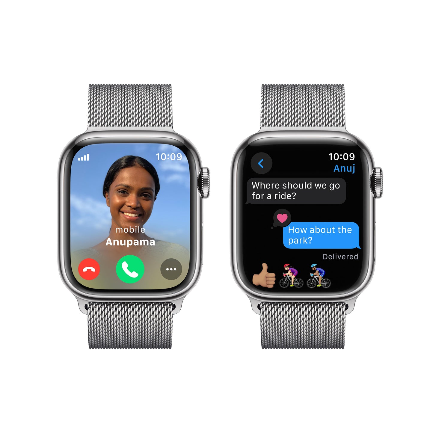 Apple Watch Series 9 GPS + Cellular 41mm Silver Stainless Steel Case with Silver Milanese Loop