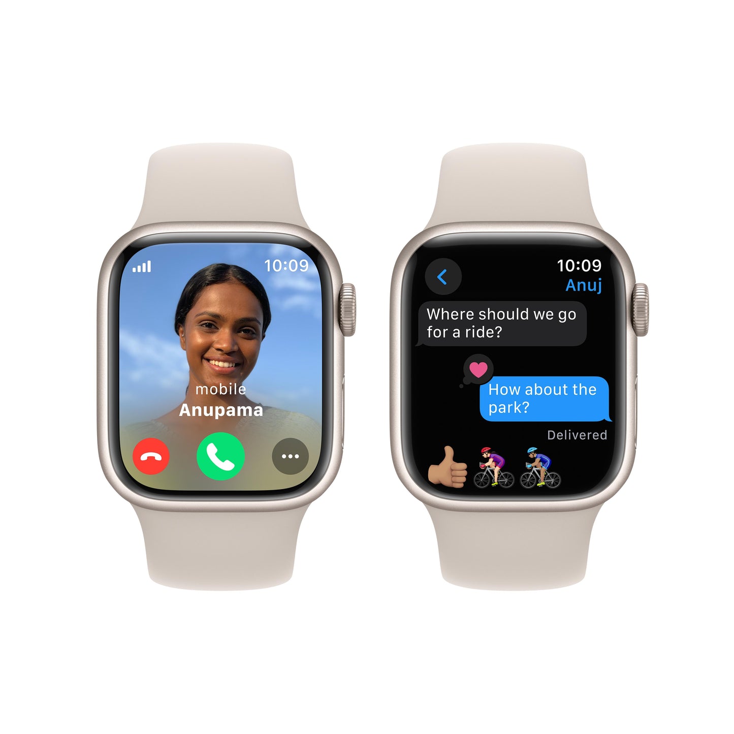 Apple Watch Series 9 GPS + Cellular 41mm Starlight Aluminium Case with Starlight Sport Band - S/M