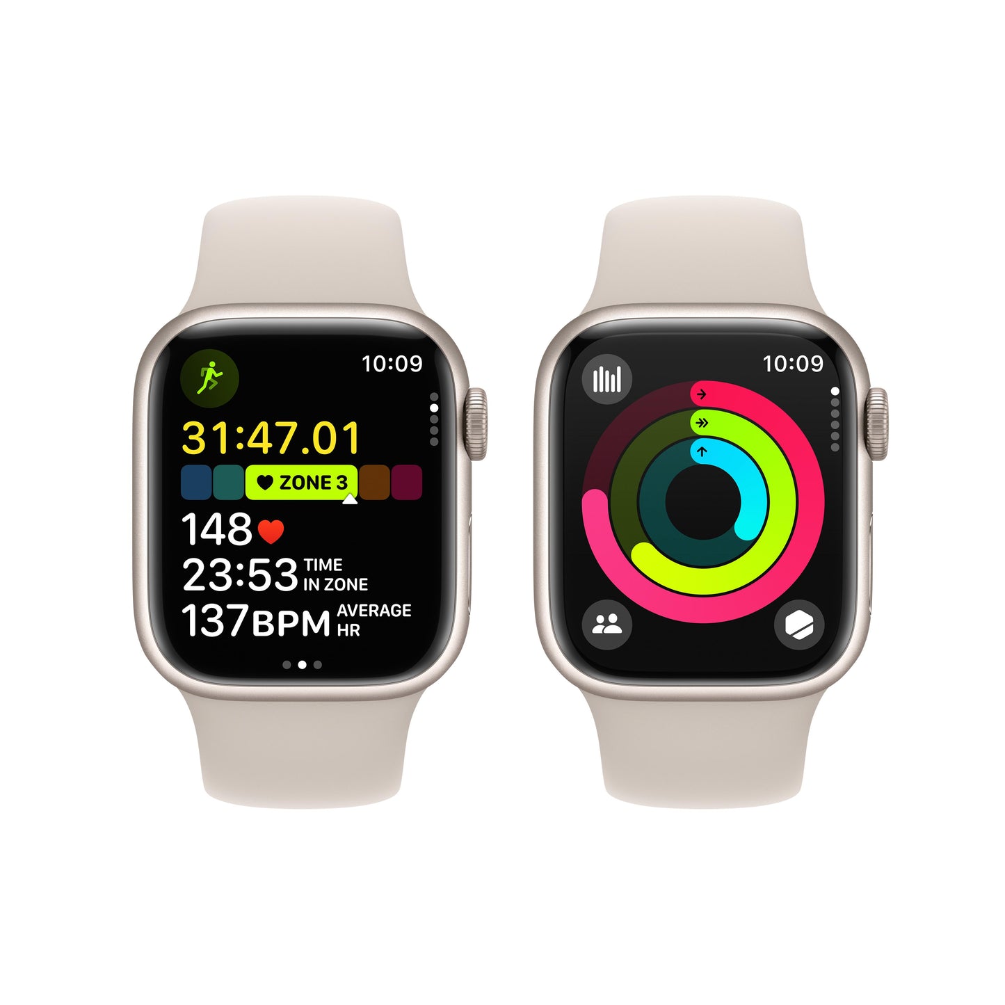 Apple Watch Series 9 GPS + Cellular 41mm Starlight Aluminium Case with Starlight Sport Band - S/M