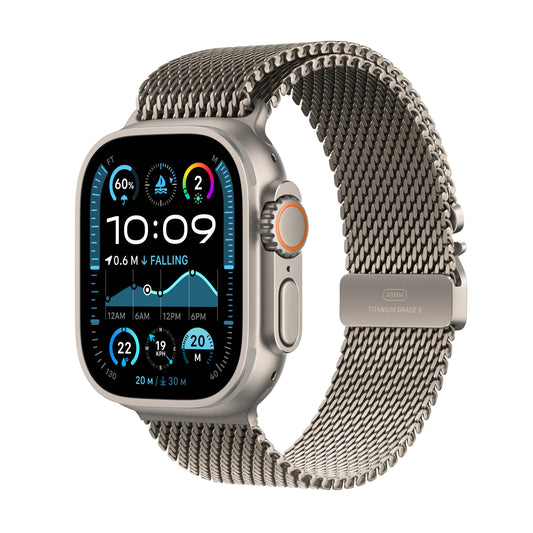 Apple Watch Ultra 2 GPS + Cellular 49mm Natural Titanium Case with Natural Titanium Milanese Loop - Medium