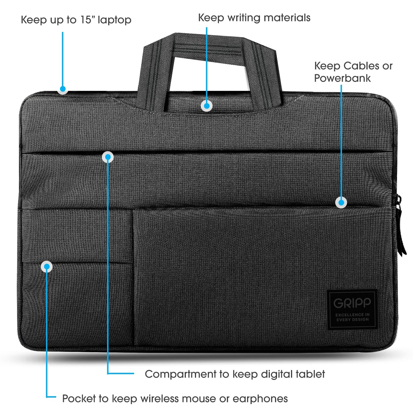 Gripp Cavalier Sleeve For Macbook & Laptop 16" - Black