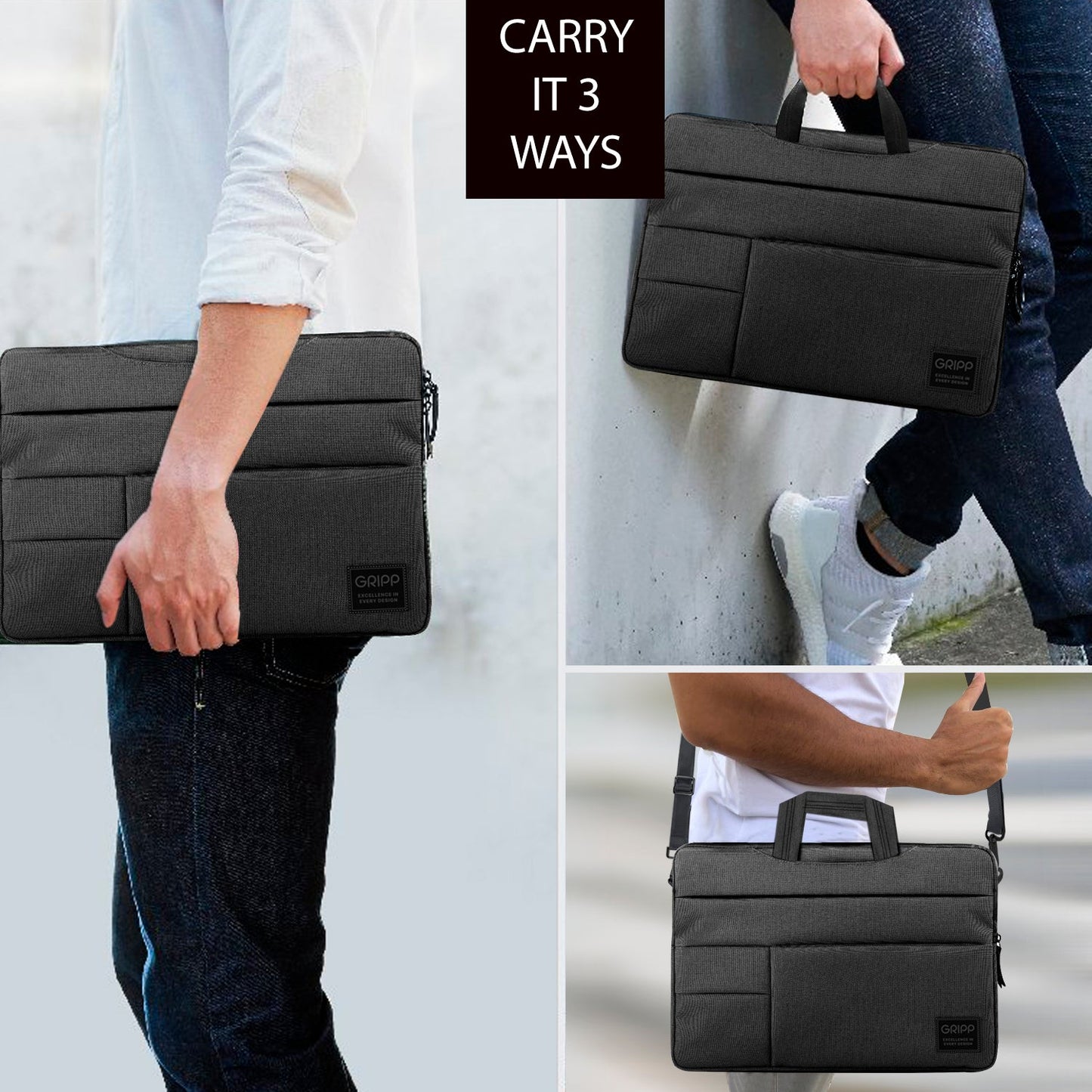 Gripp Cavalier Sleeve For Macbook & Laptop 16" - Black