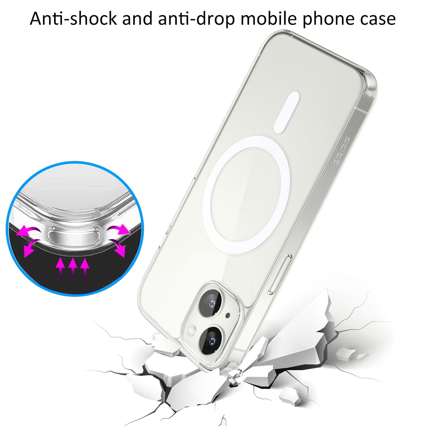Gripp Clear Magsafe Case For Apple Iphone 14 Plus (6.7") With White Ring - Clear