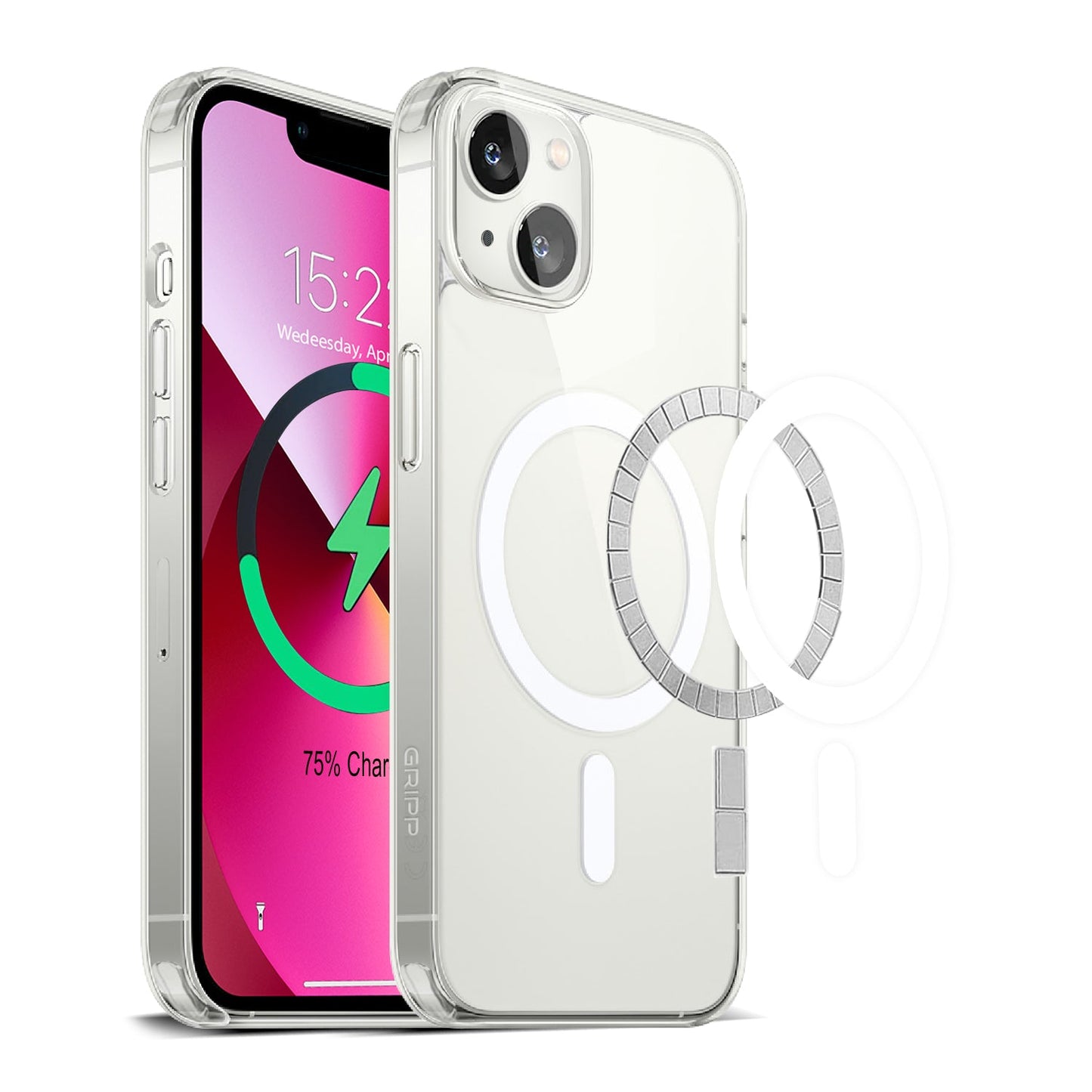 Gripp Clear Magsafe Case For Apple Iphone 14 Plus (6.7") With White Ring - Clear
