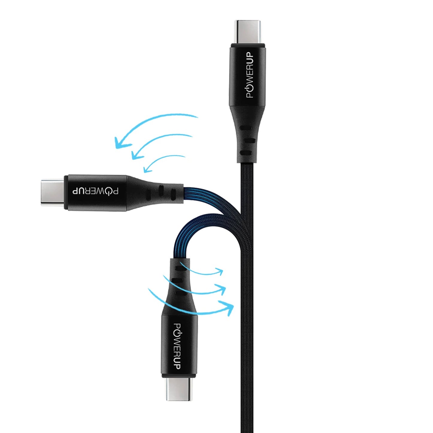 Powerup 1.5m Usb-c To Usb-c Charging & Sync Cable 60w - Black