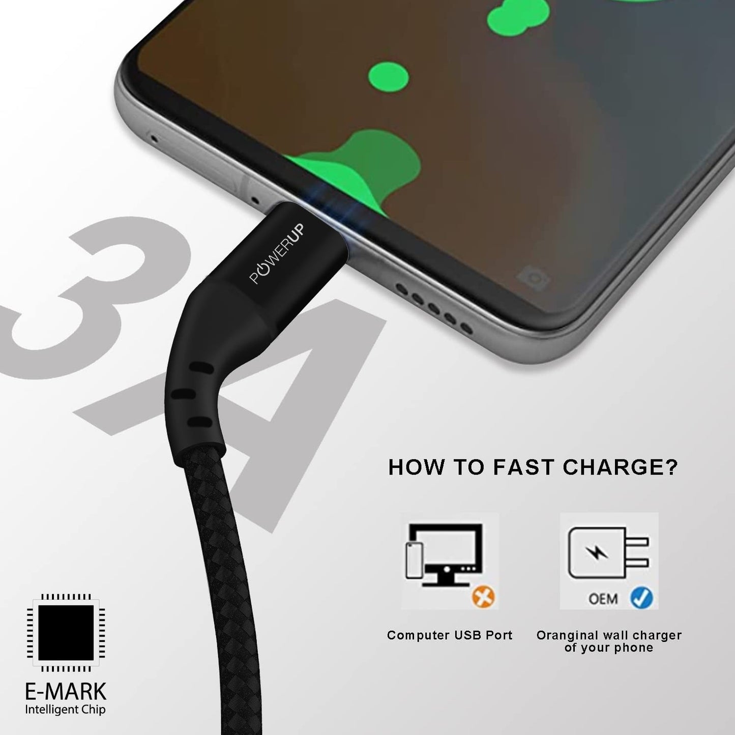 Powerup 1.5m Usb-c To Usb-c Charging & Sync Cable 60w - Black
