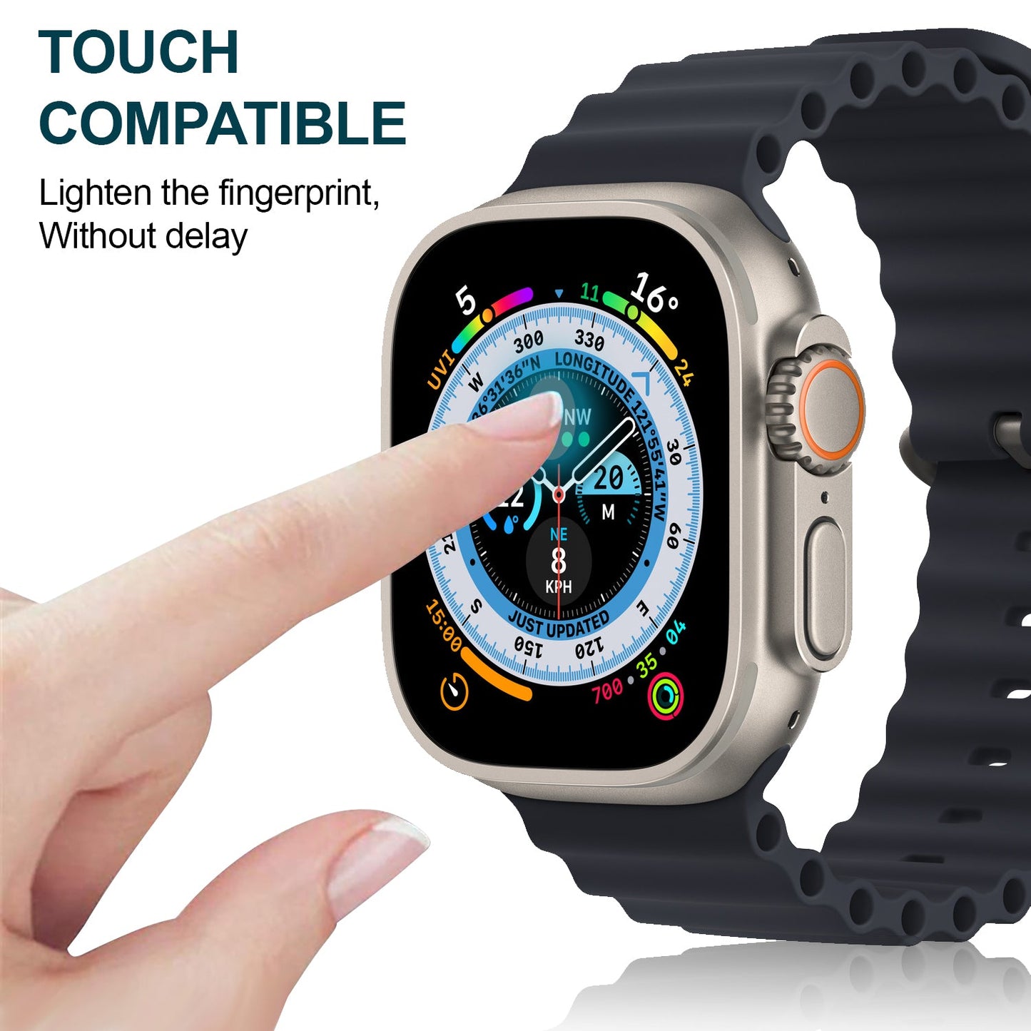 Gripp 3d Tempered Glass For Apple Watch 49mm - Black