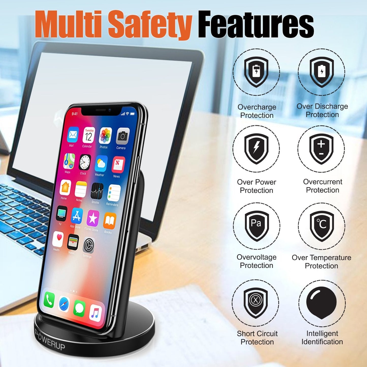 Powerup Wireless Charger Powerdock Dual Coil 10w Rapid Charger - Black