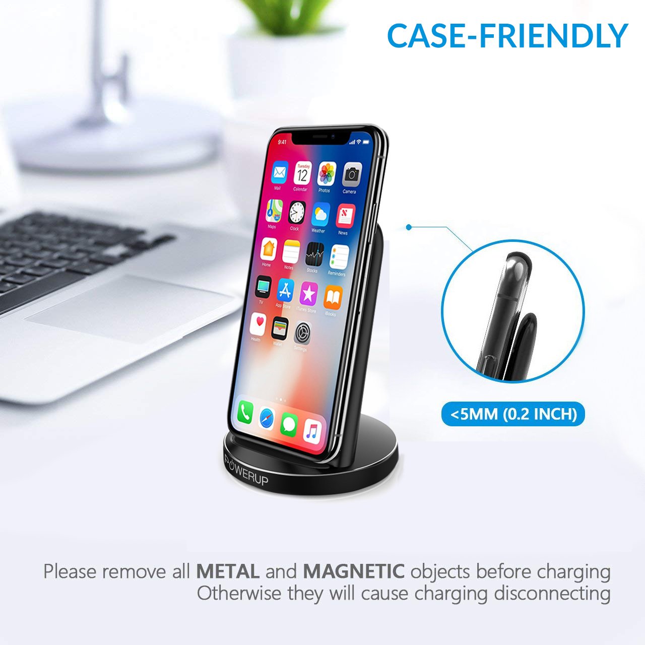 Powerup Wireless Charger Powerdock Dual Coil 10w Rapid Charger - Black