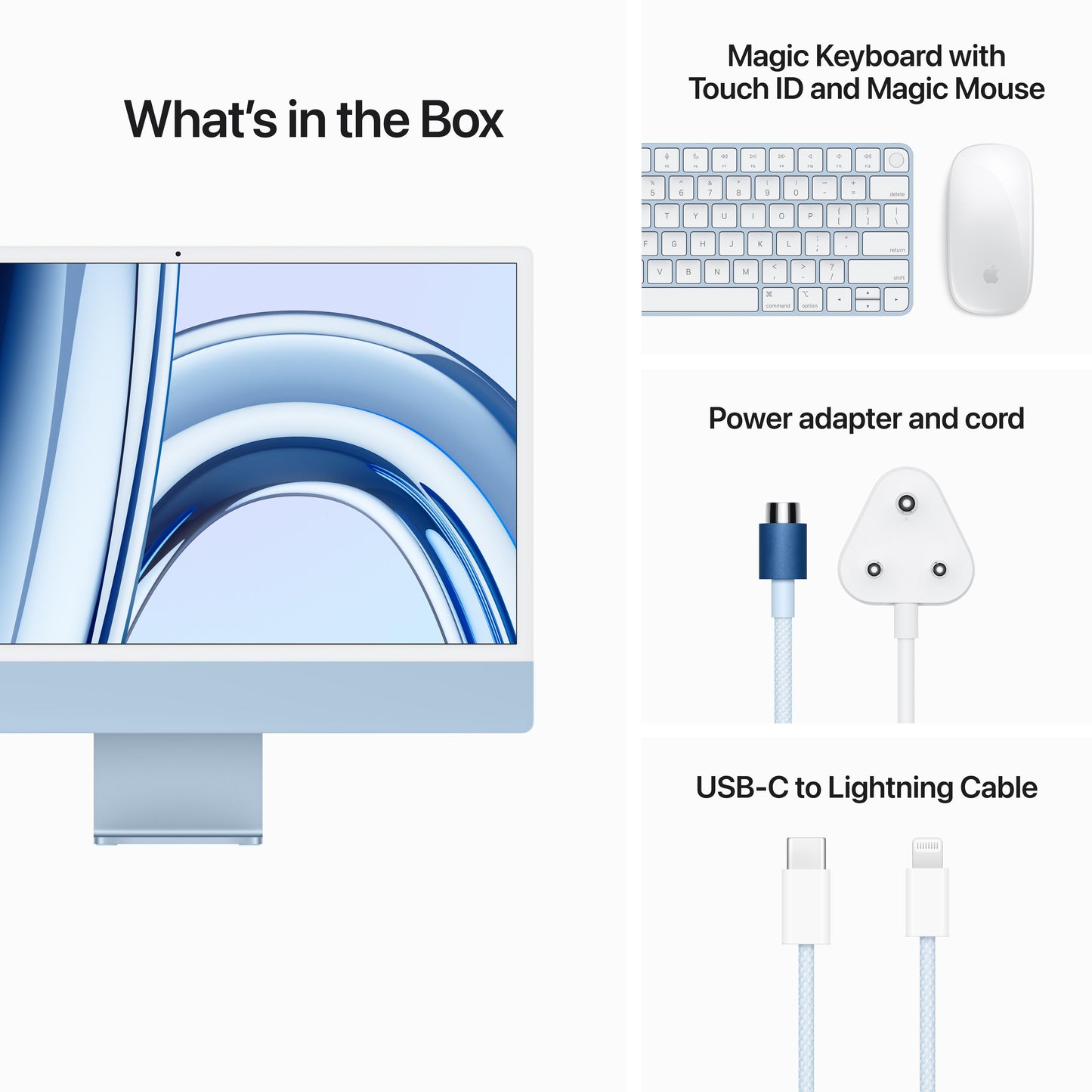 24-inch iMac with Retina 4.5K display: Apple M3 chip with 8‑core CPU and 10‑core GPU, 256GB SSD - Blue